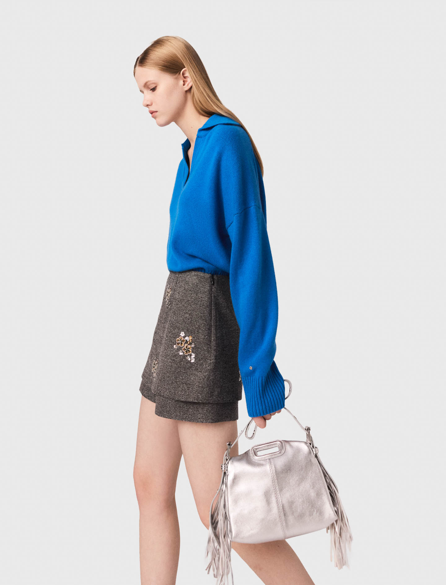 Floral embroidered shorts - Grey