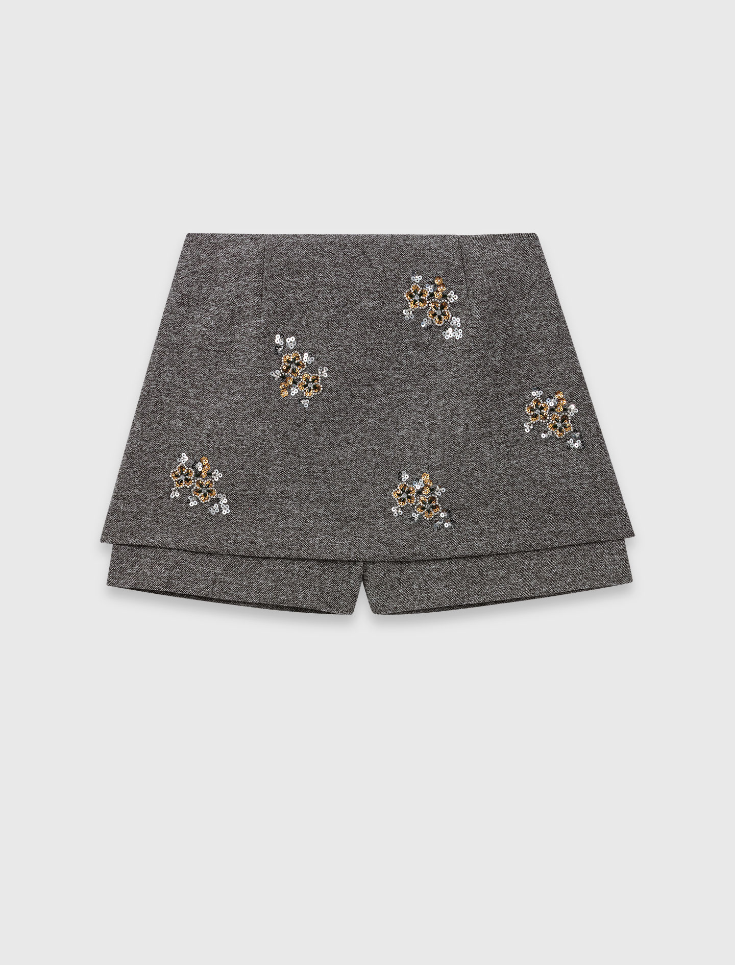 Floral embroidered shorts - Grey