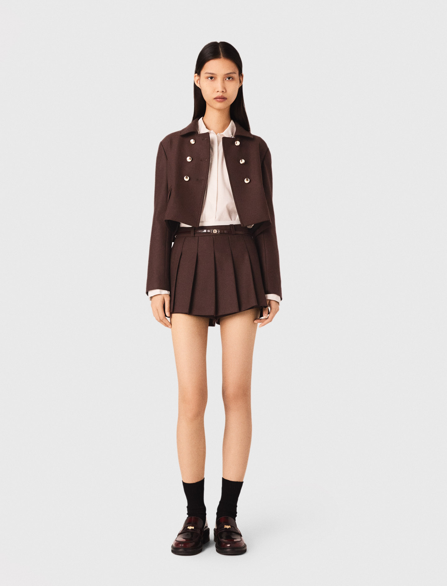 Short double breasted jacket - Brown