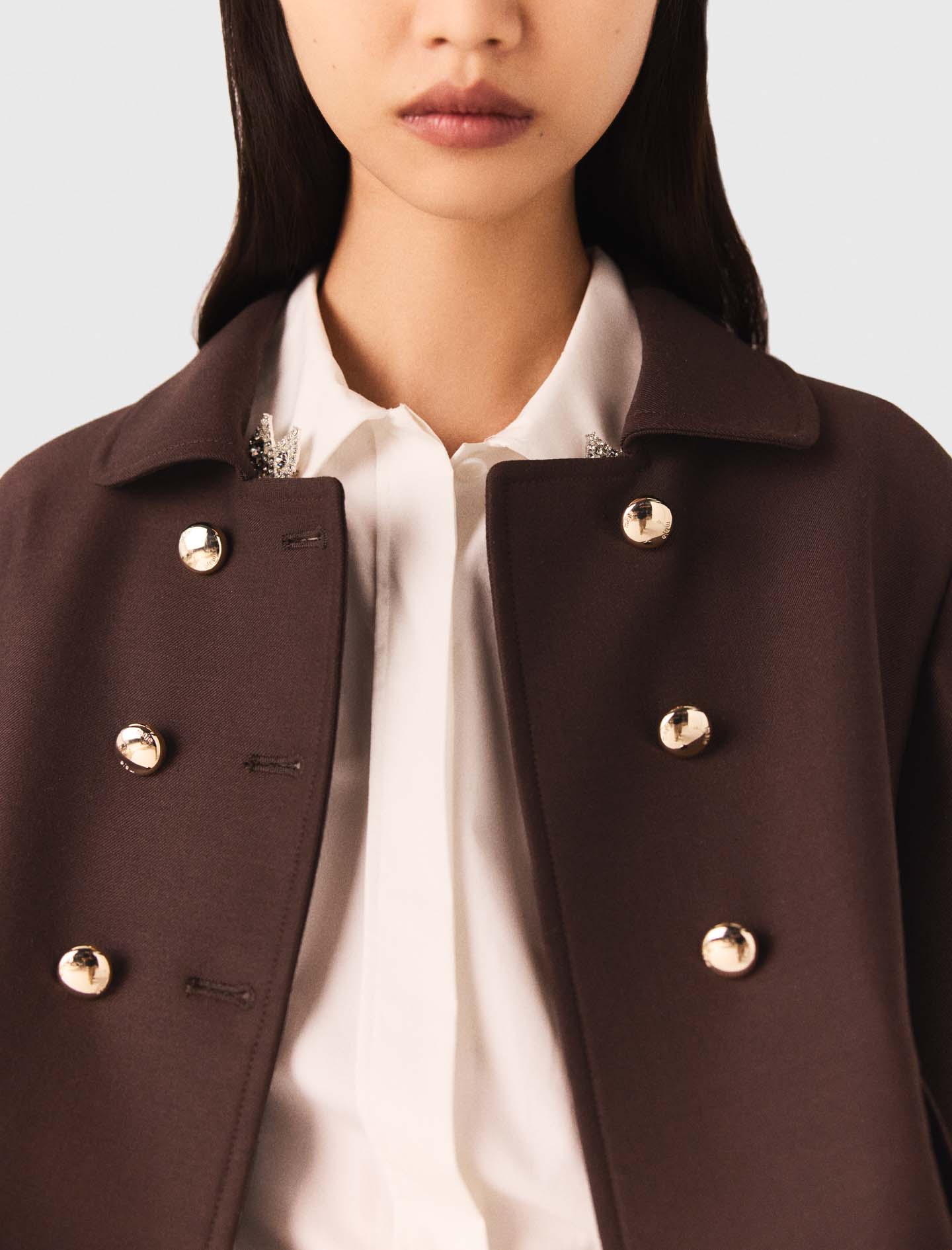 Short double breasted jacket - Brown