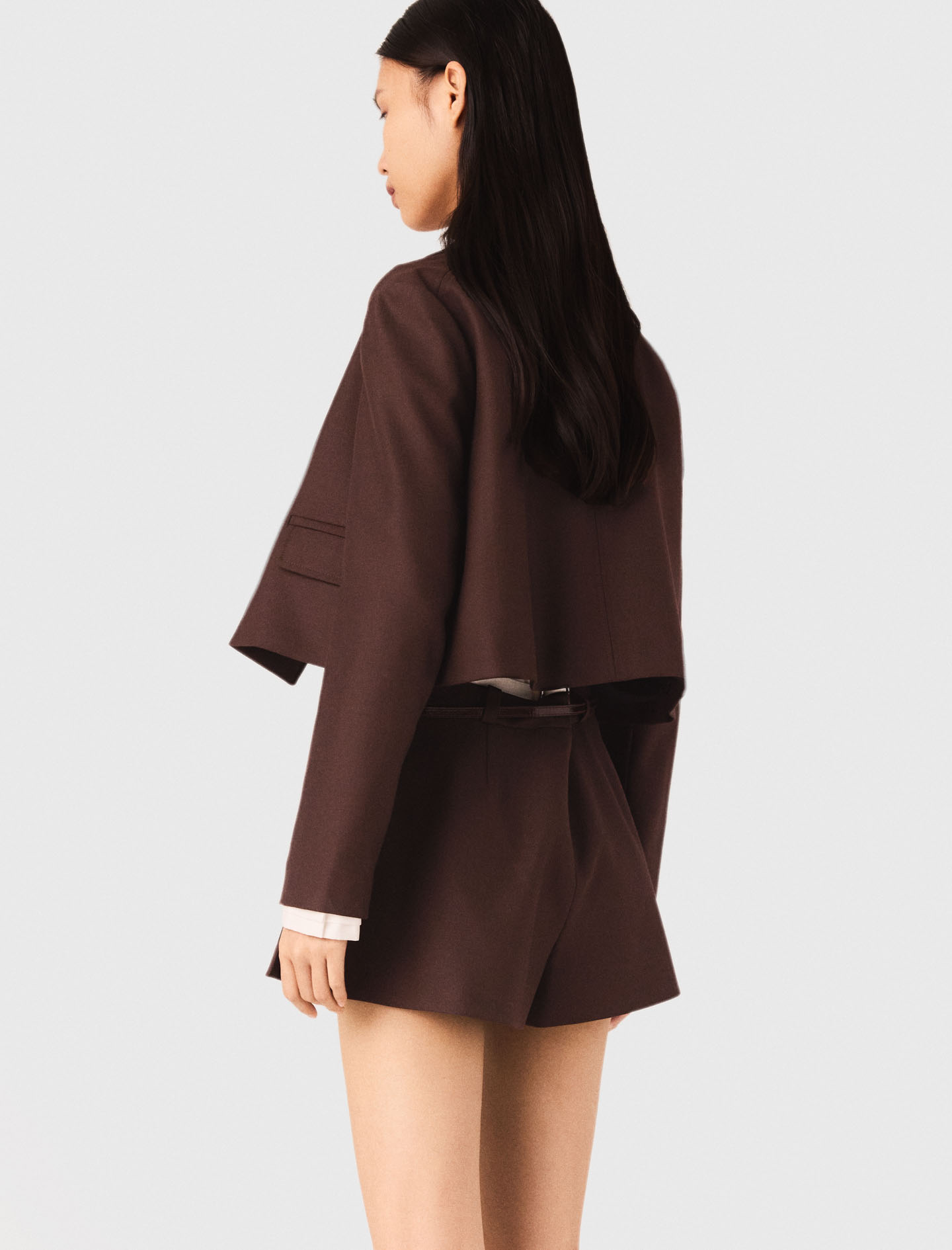 Short double breasted jacket - Brown