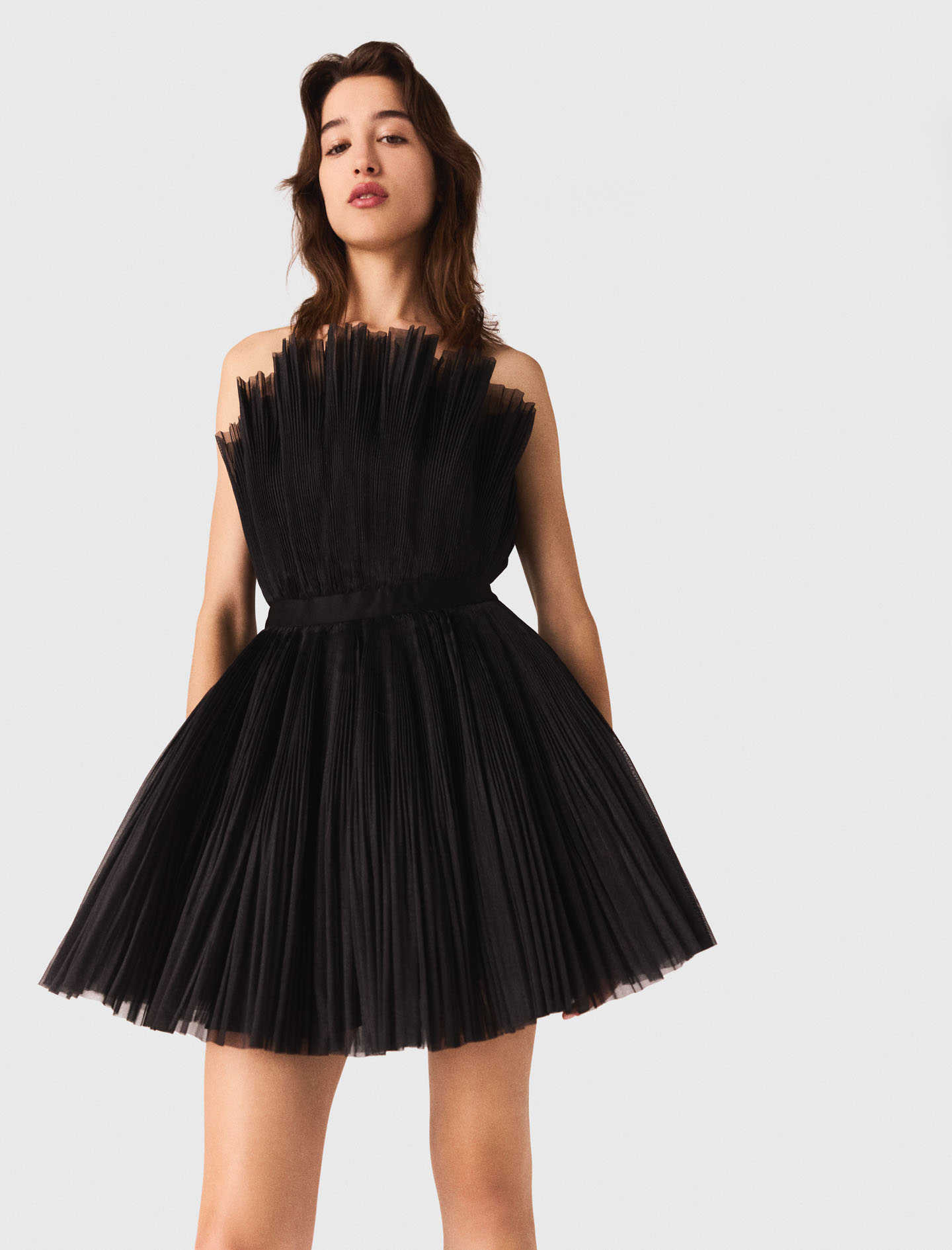 Tulle and organza bustier dress - Black
