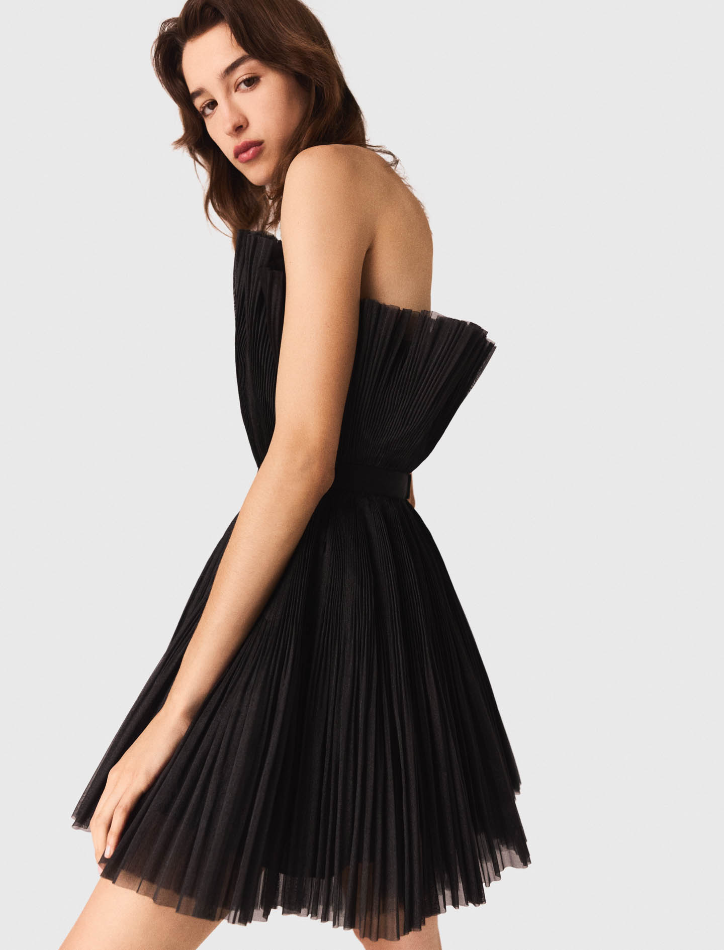 Tulle and organza bustier dress - Black