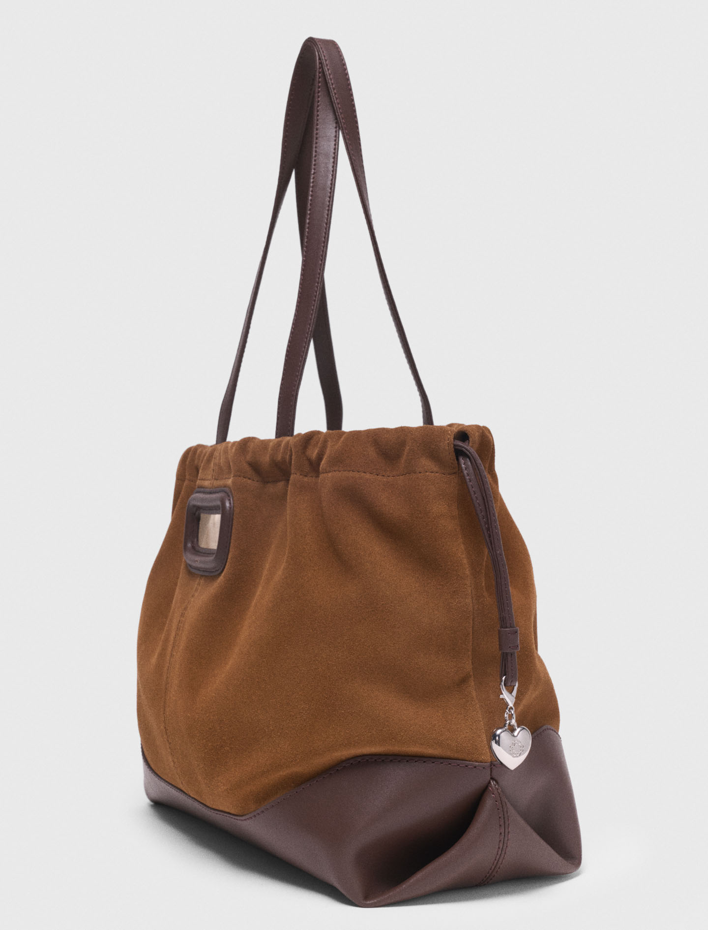 Leather and suede M Tote bag - Brown