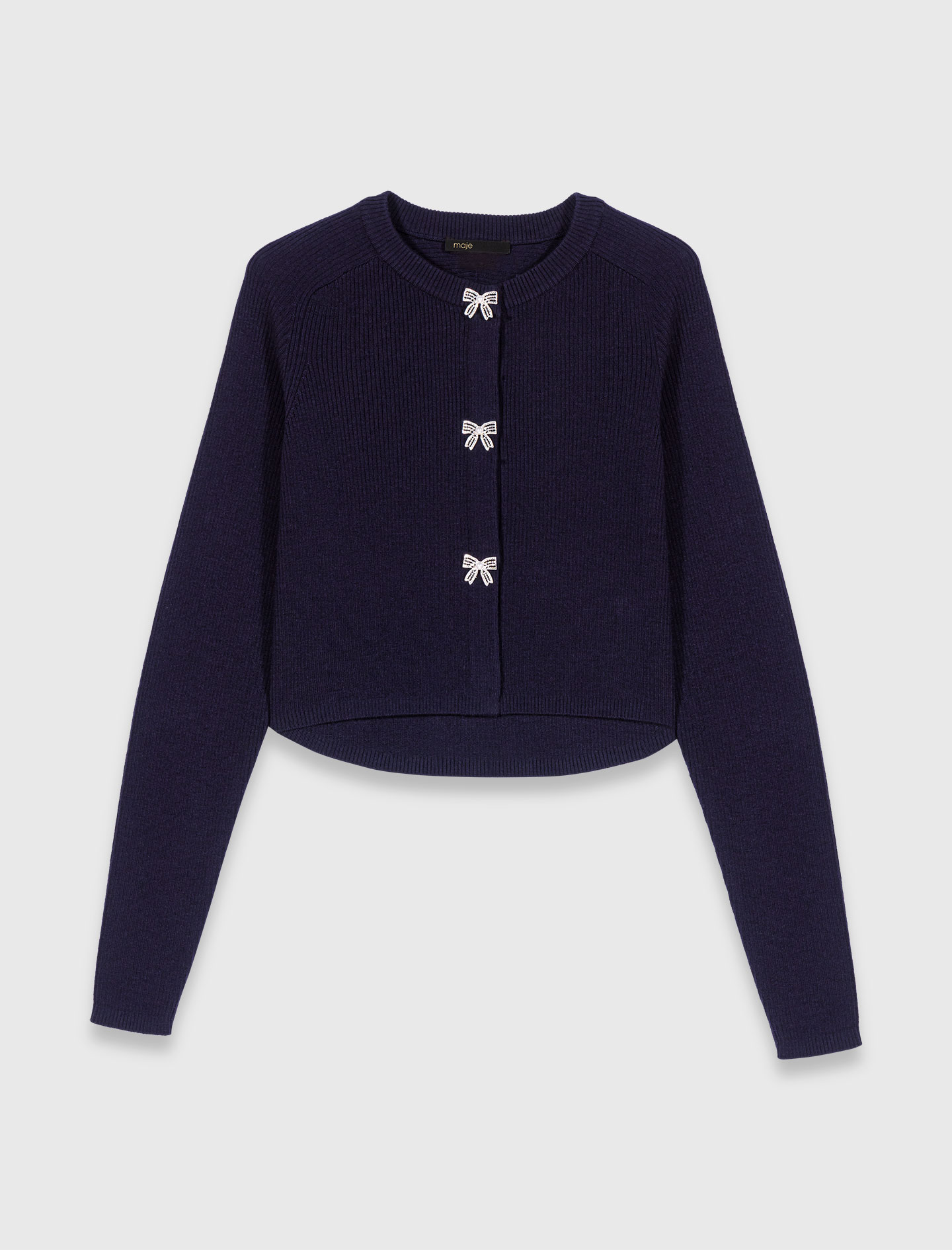 Bow jewellery button cardigan - Navy