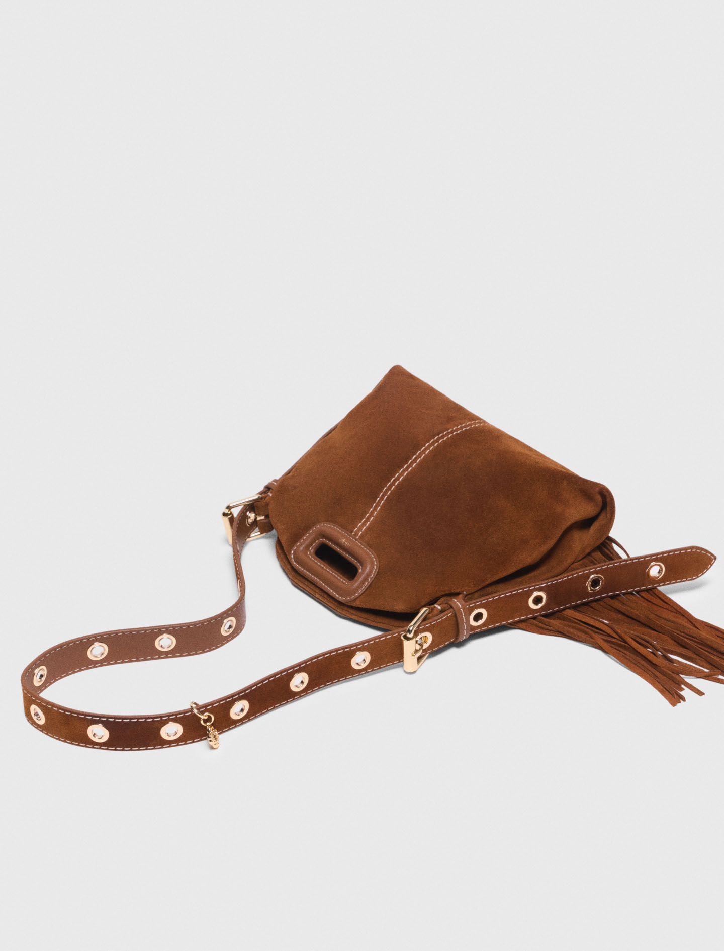 Topstitched suede Miss M Mini bag - Brown