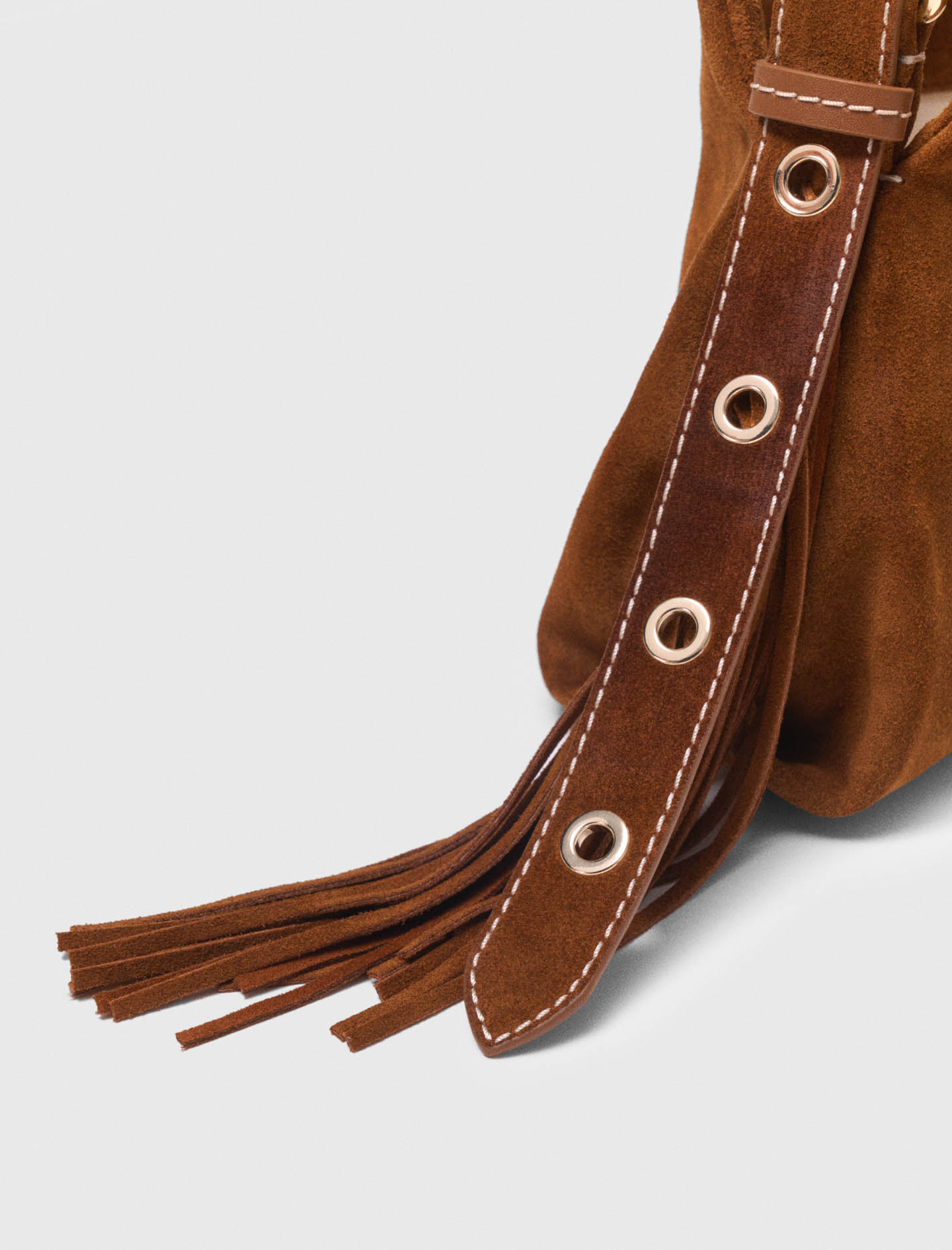 Topstitched suede Miss M Mini bag - Brown