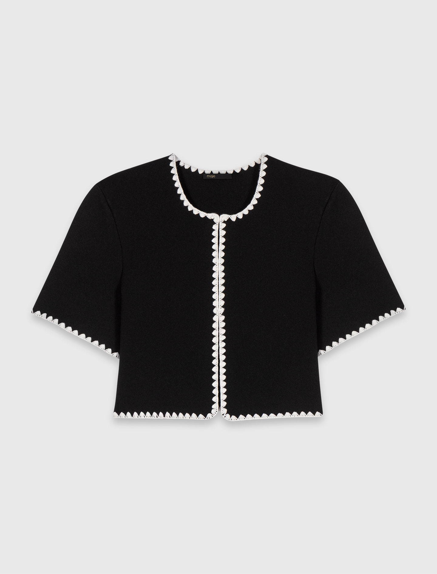 Topstitched cropped cardigan - Black