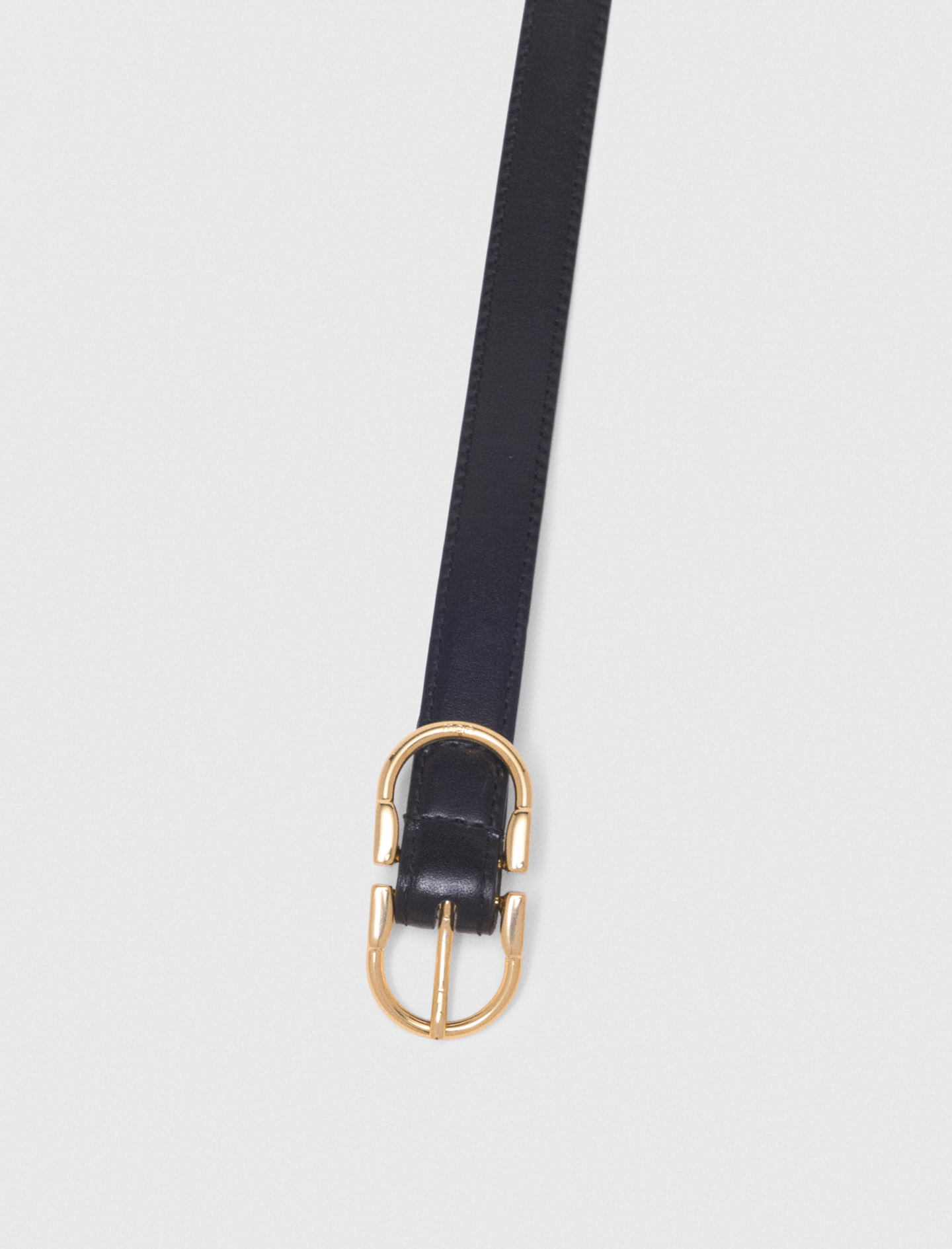 Double buckle leather belt - Black