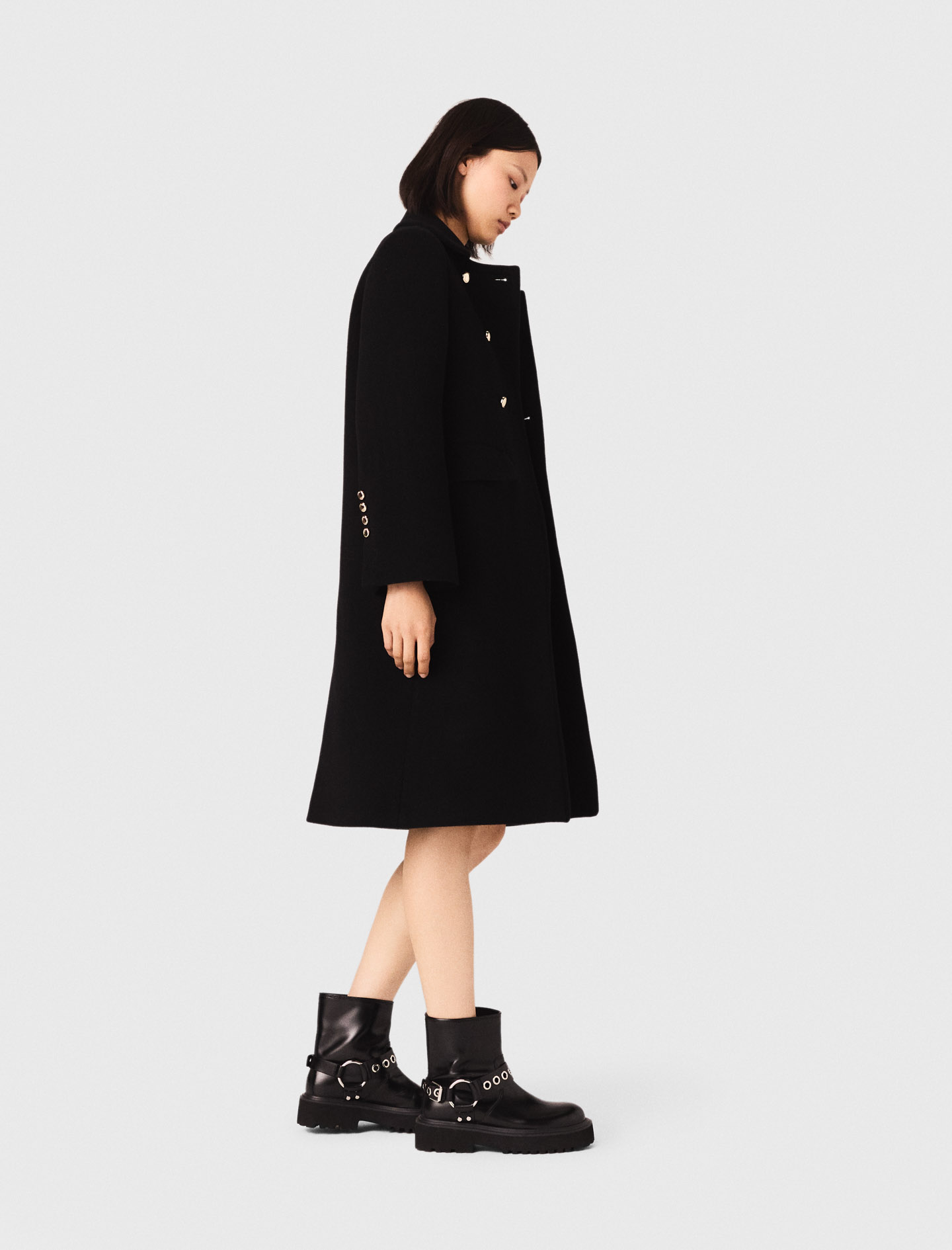 Long wool blend coat - Black