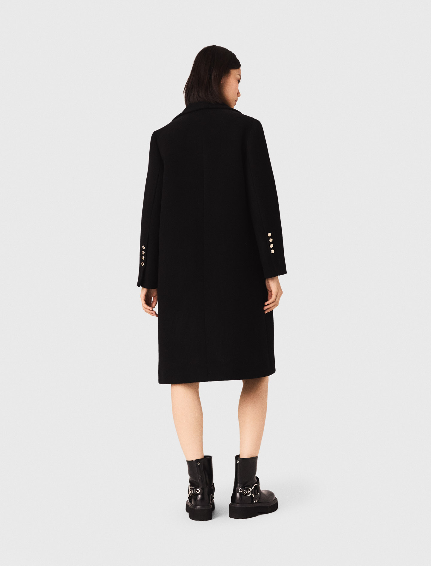 Long wool blend coat - Black