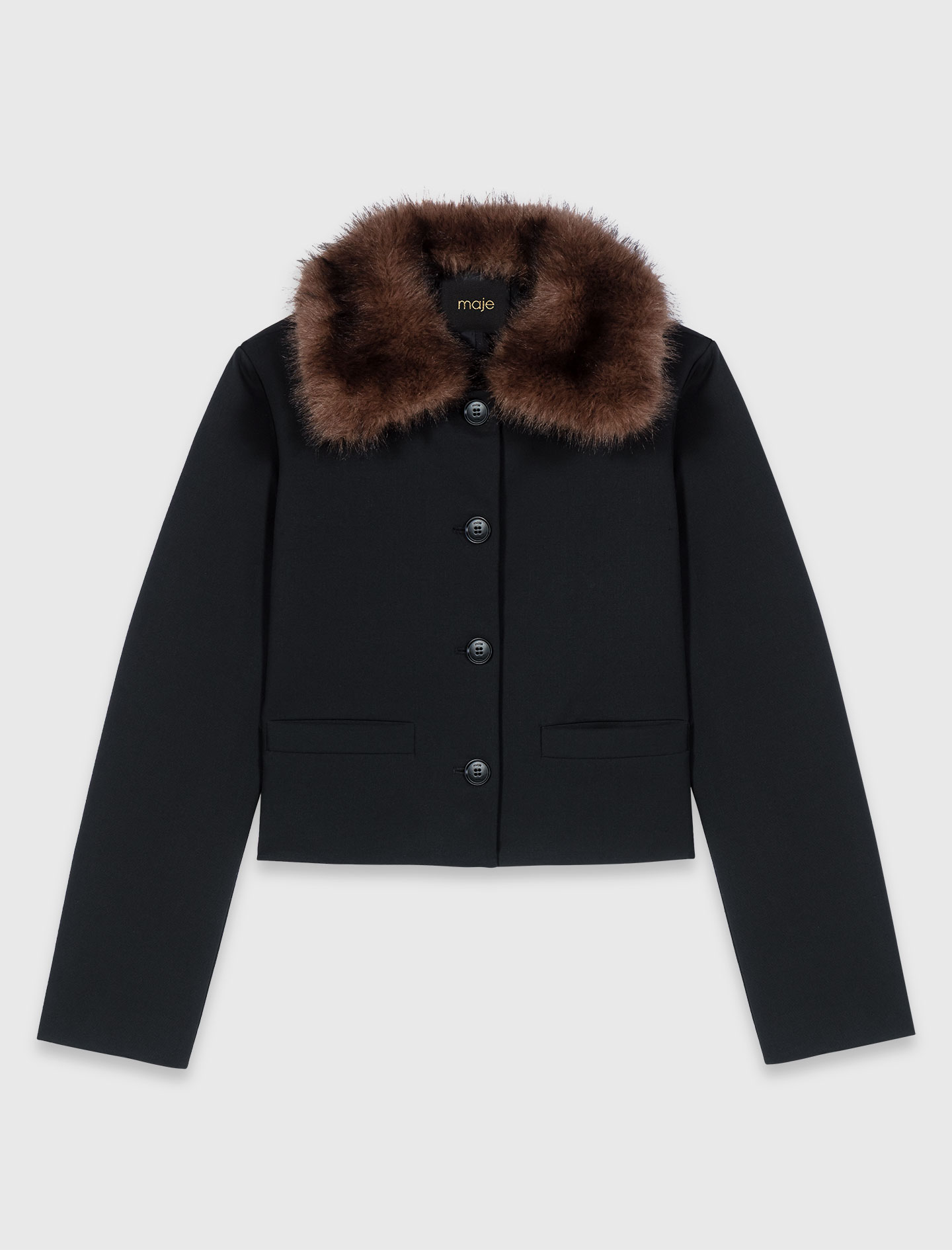 Short jacket with removable collar - Black