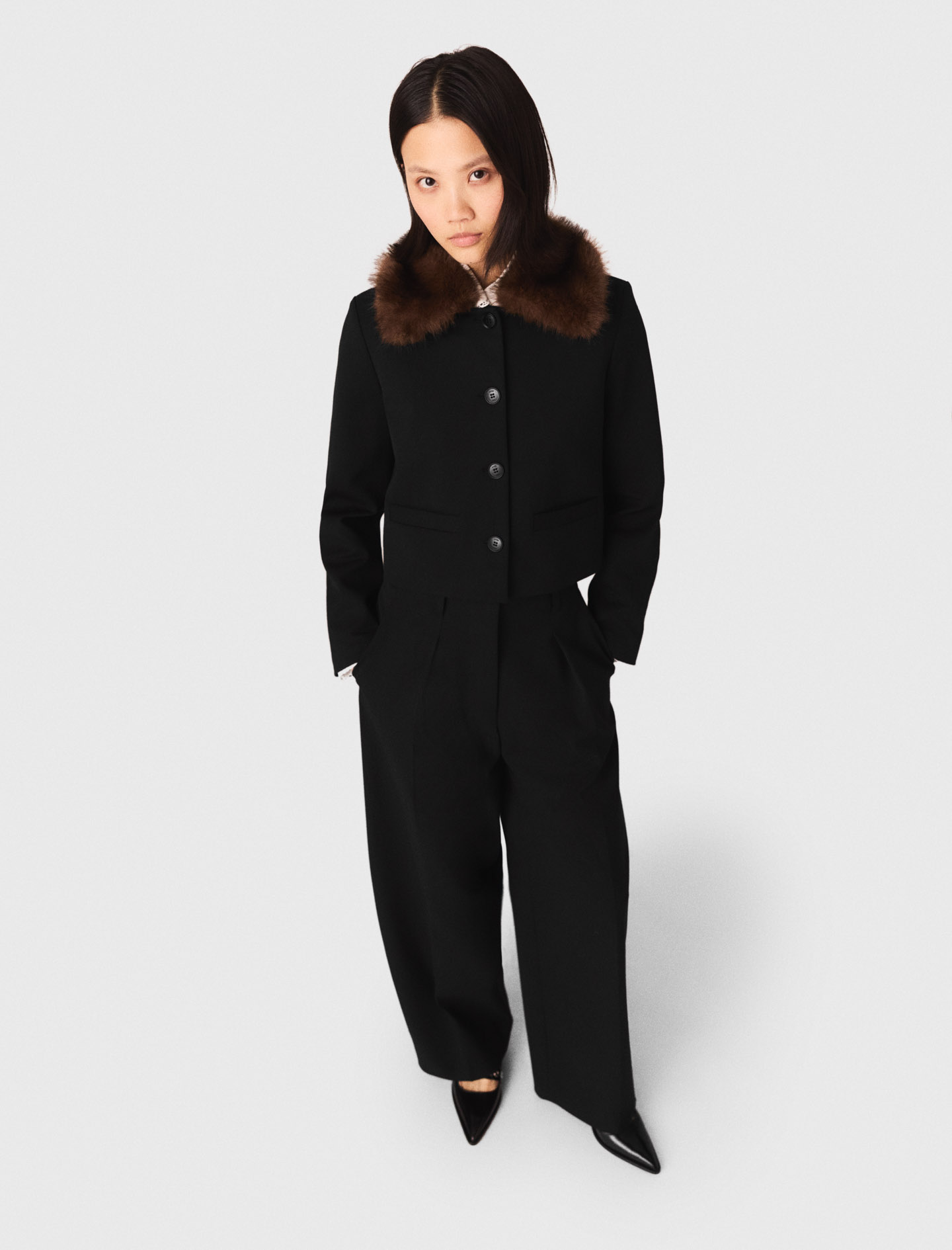 Short jacket with removable collar Black | Maje