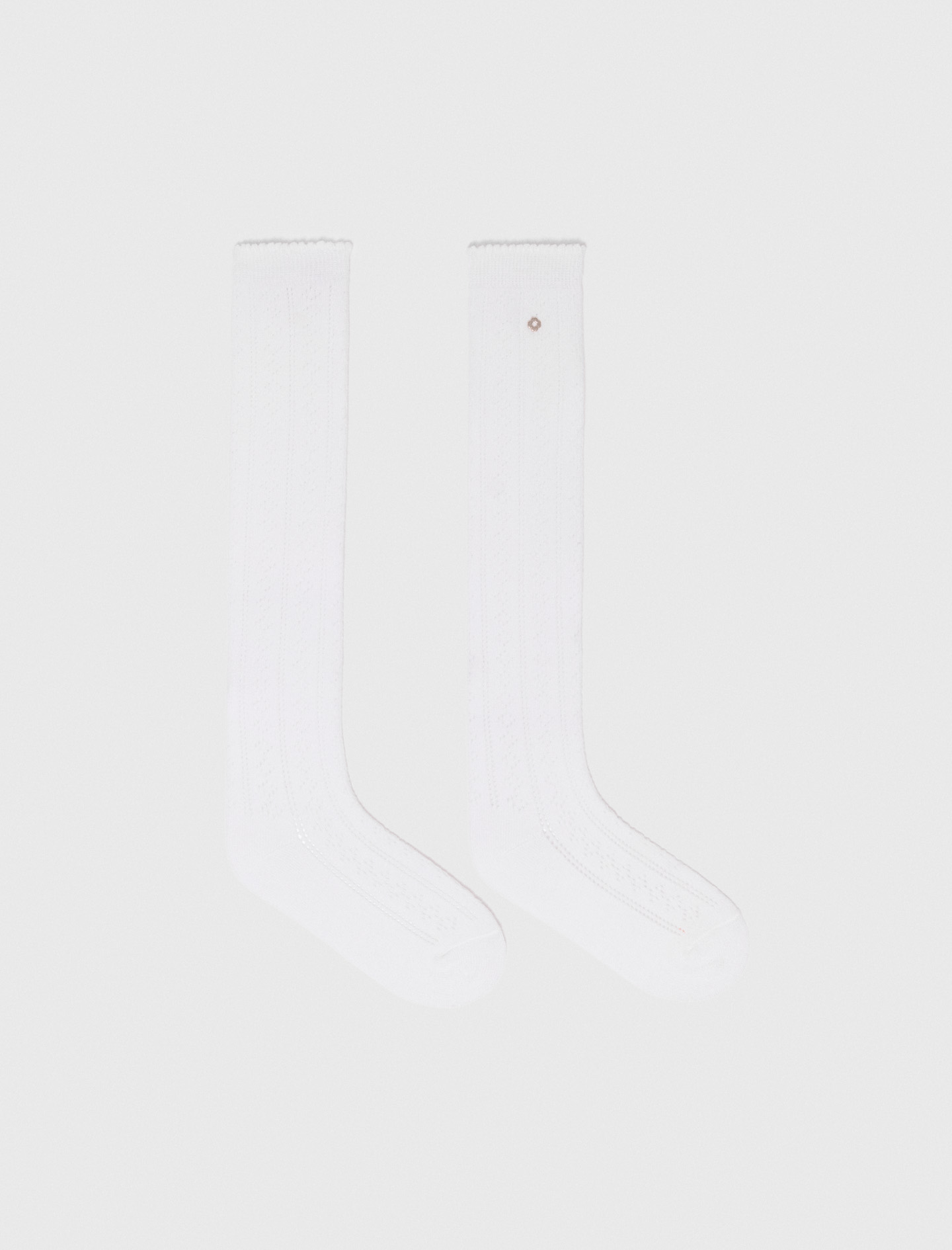 Knee high pointelle socks - White