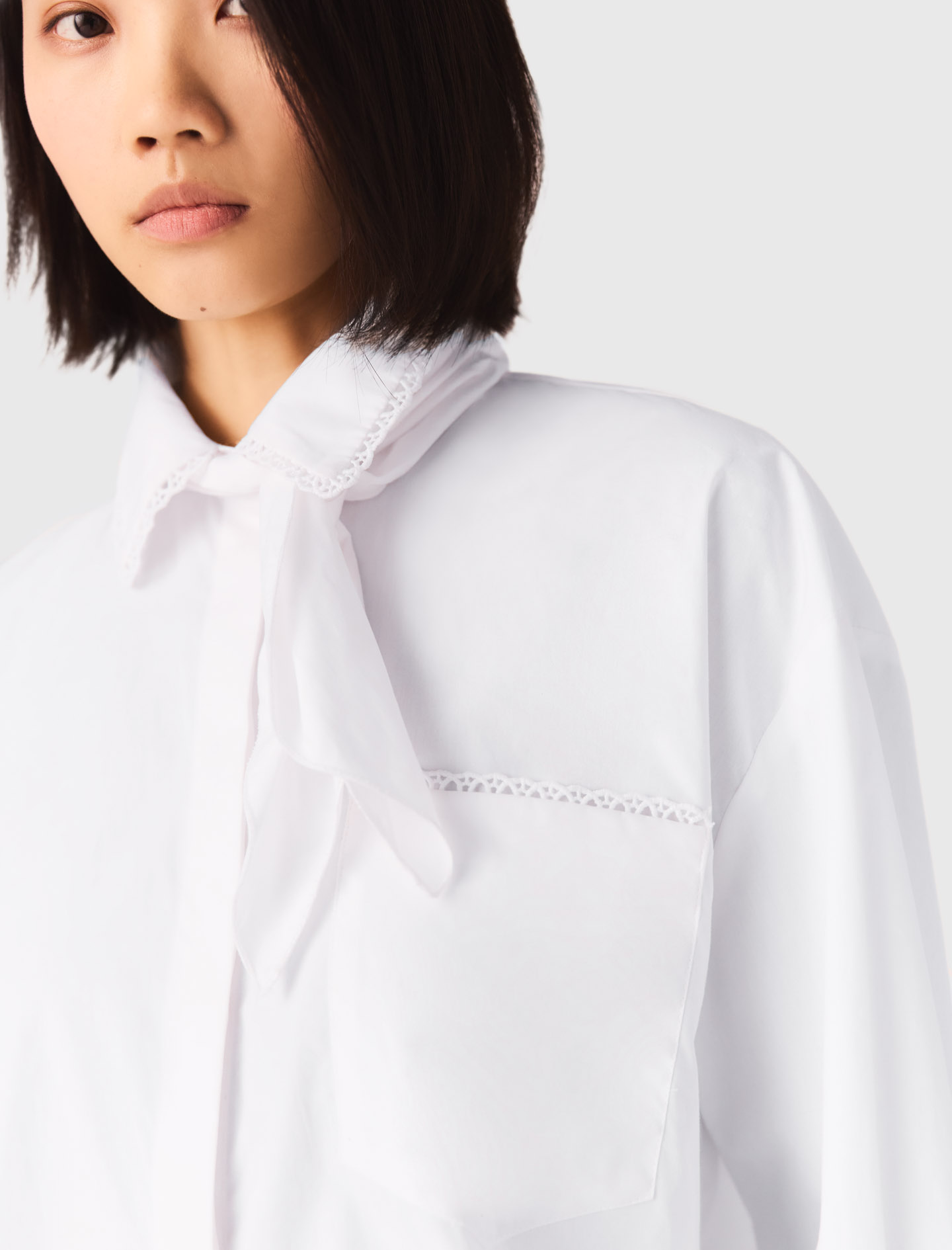 Crochet collar shirt - White