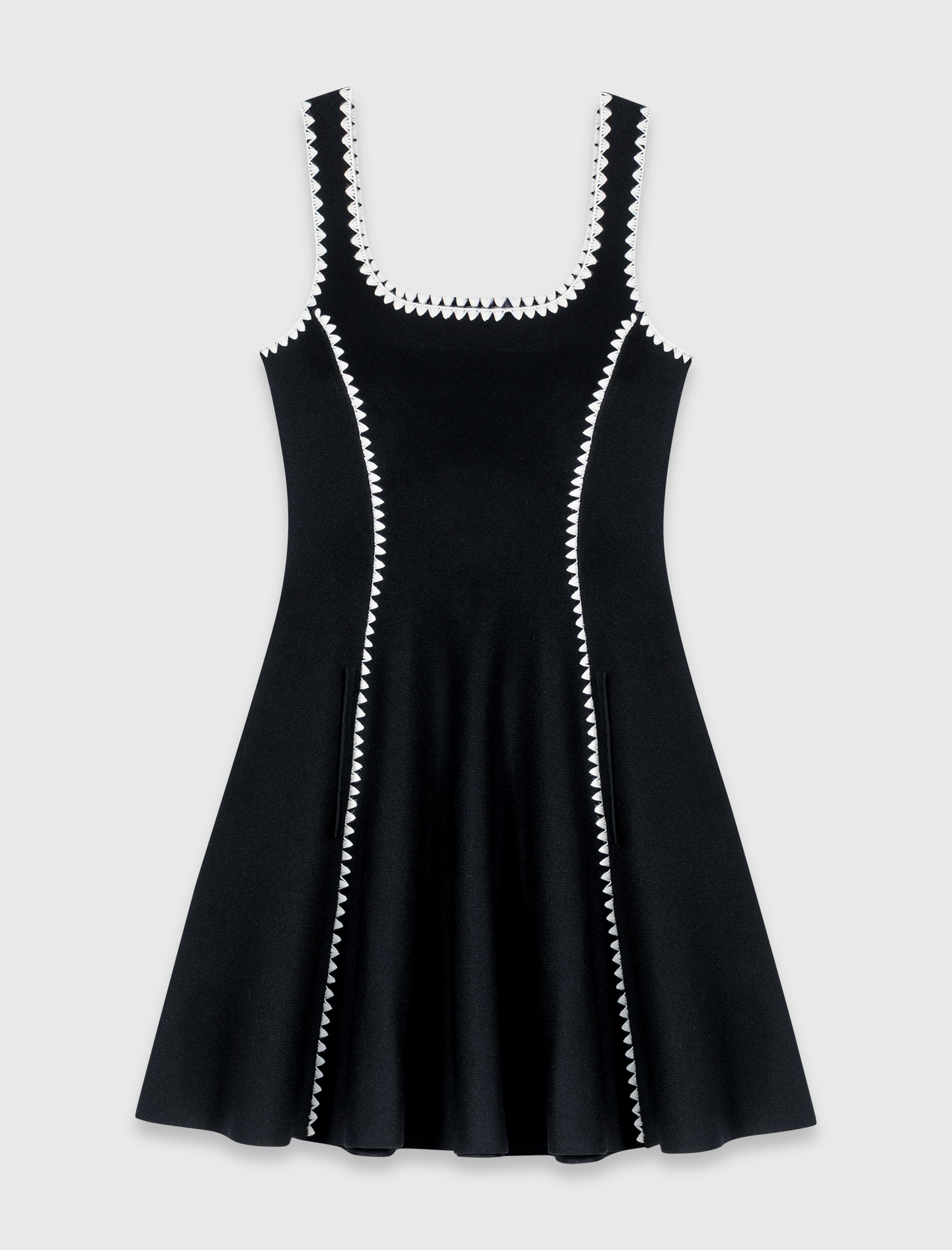 Short dress with topstitch details - Black