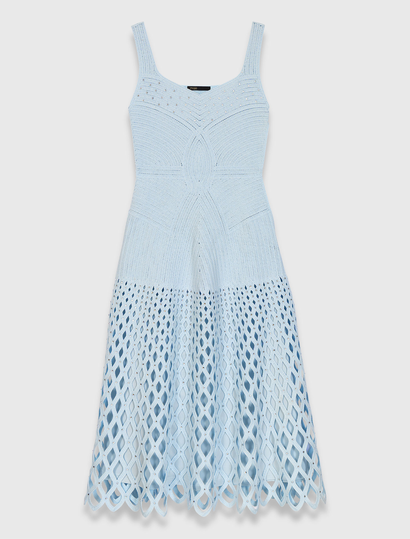Crochet dress with removable lining - Blue