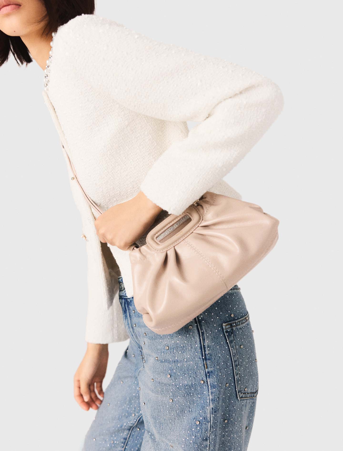 Mini naplak leather clutch - Beige