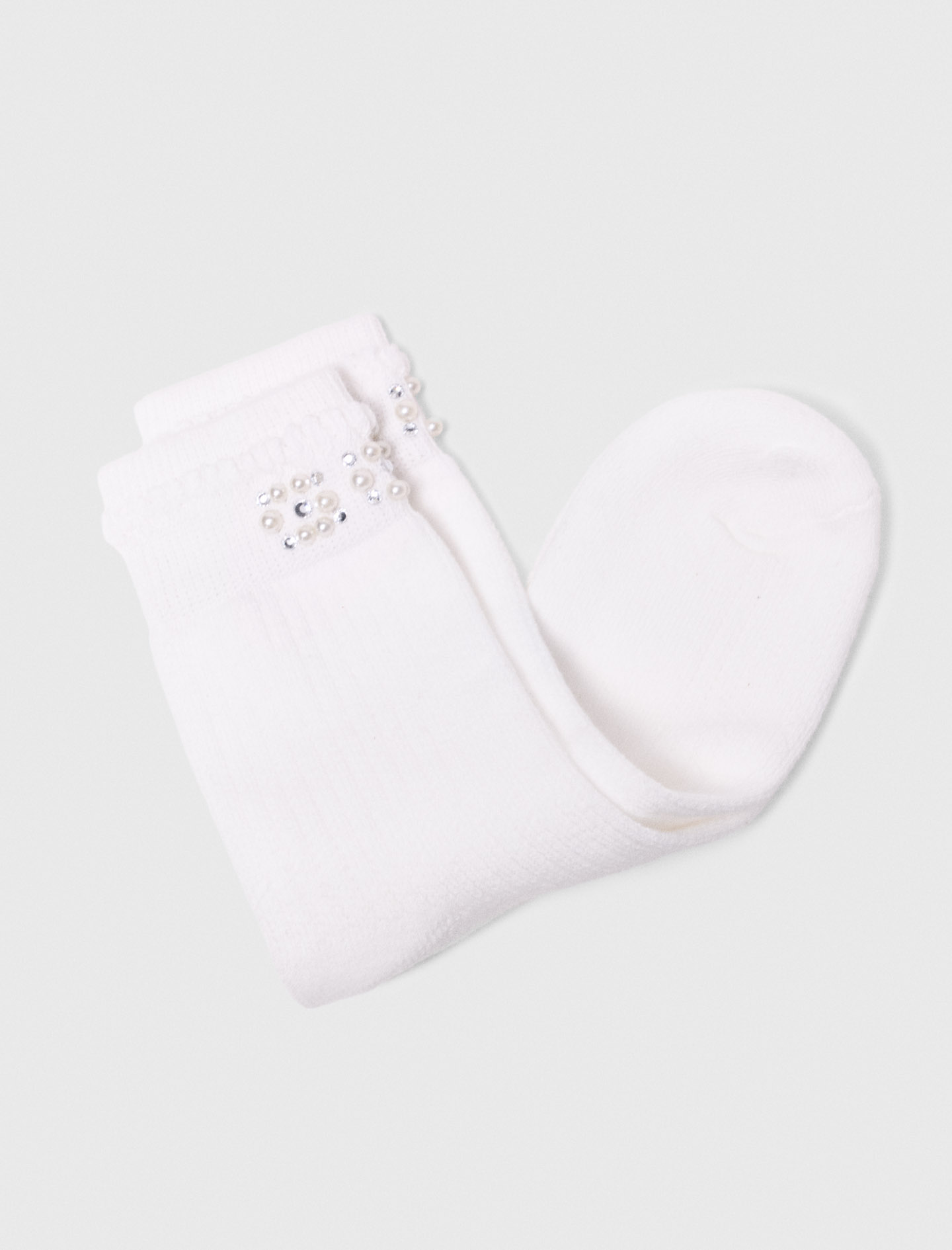 Pearl pointelle socks - White