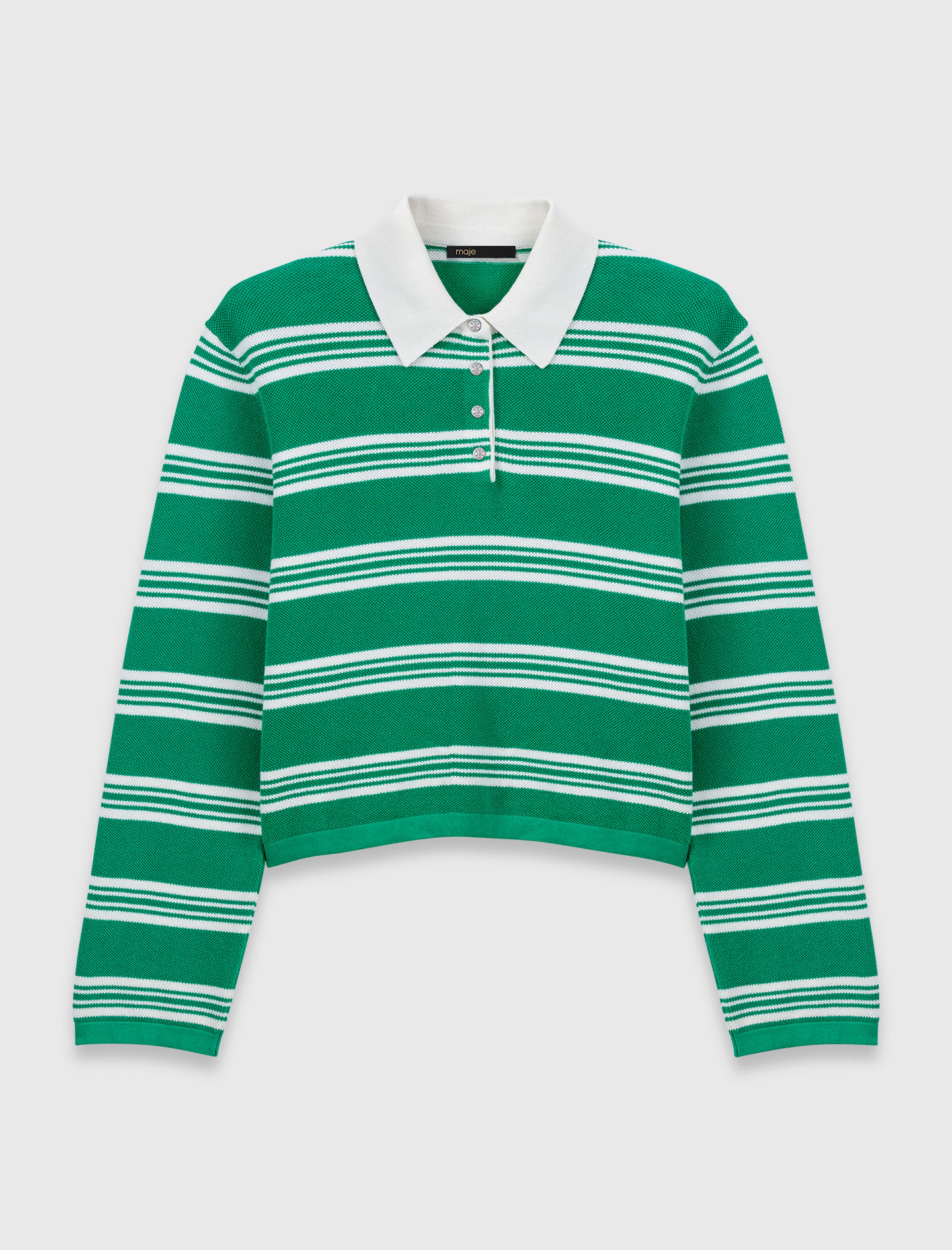 Cropped striped polo jumper - Green