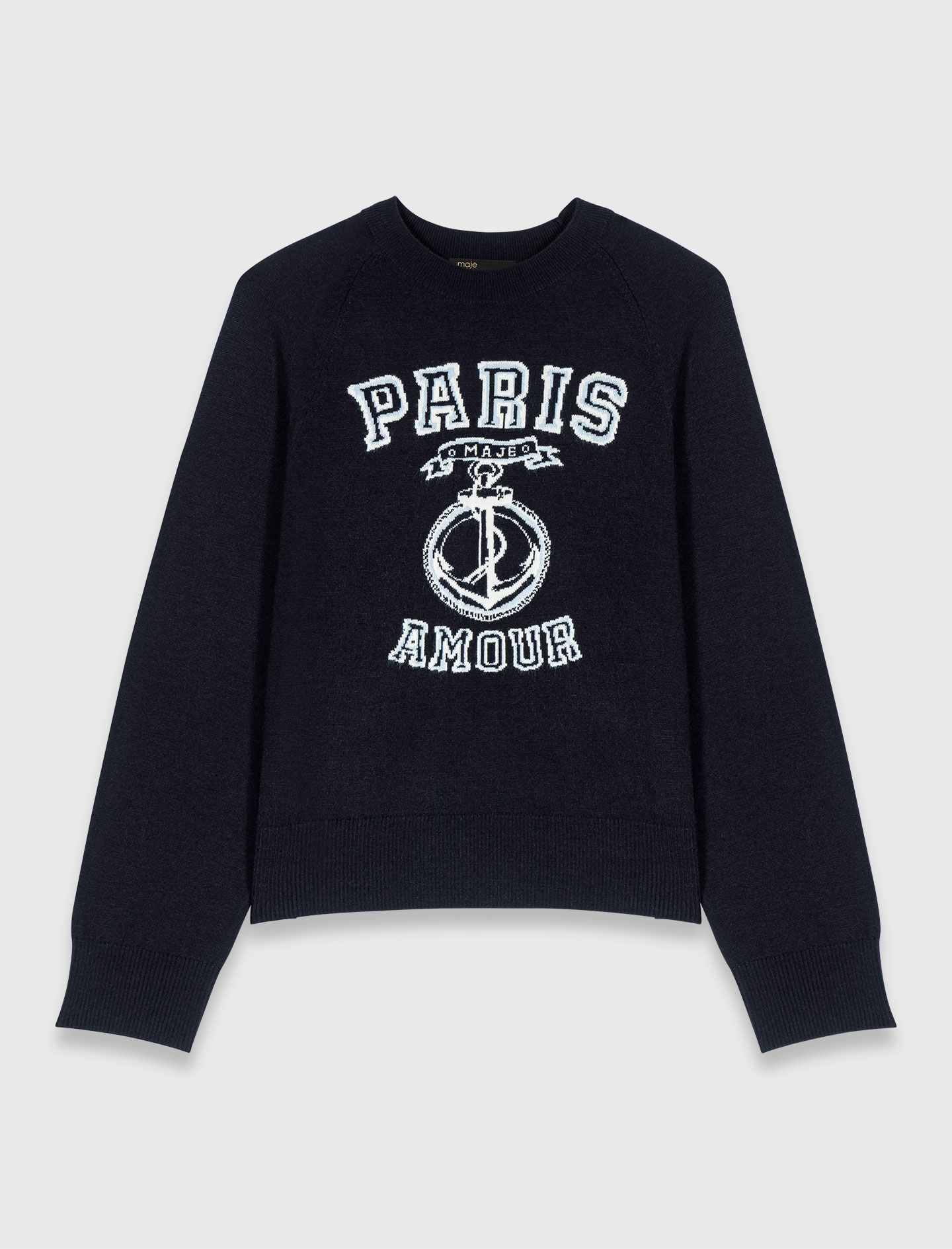 Round neck slogan jumper - Navy