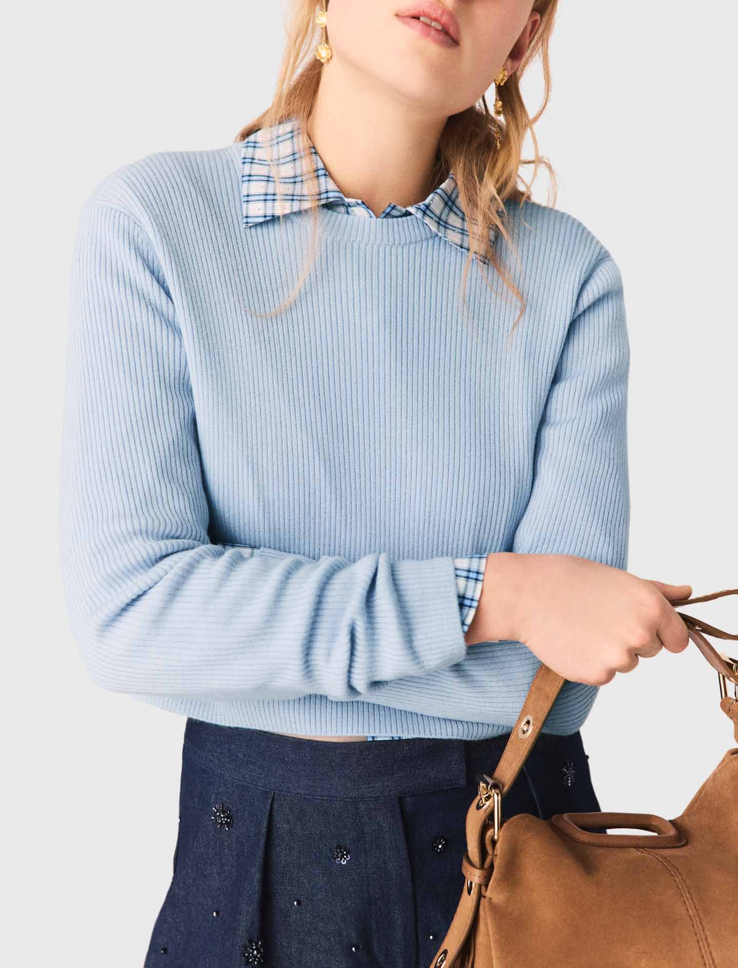 Jumper with jewelled buttons - Blue