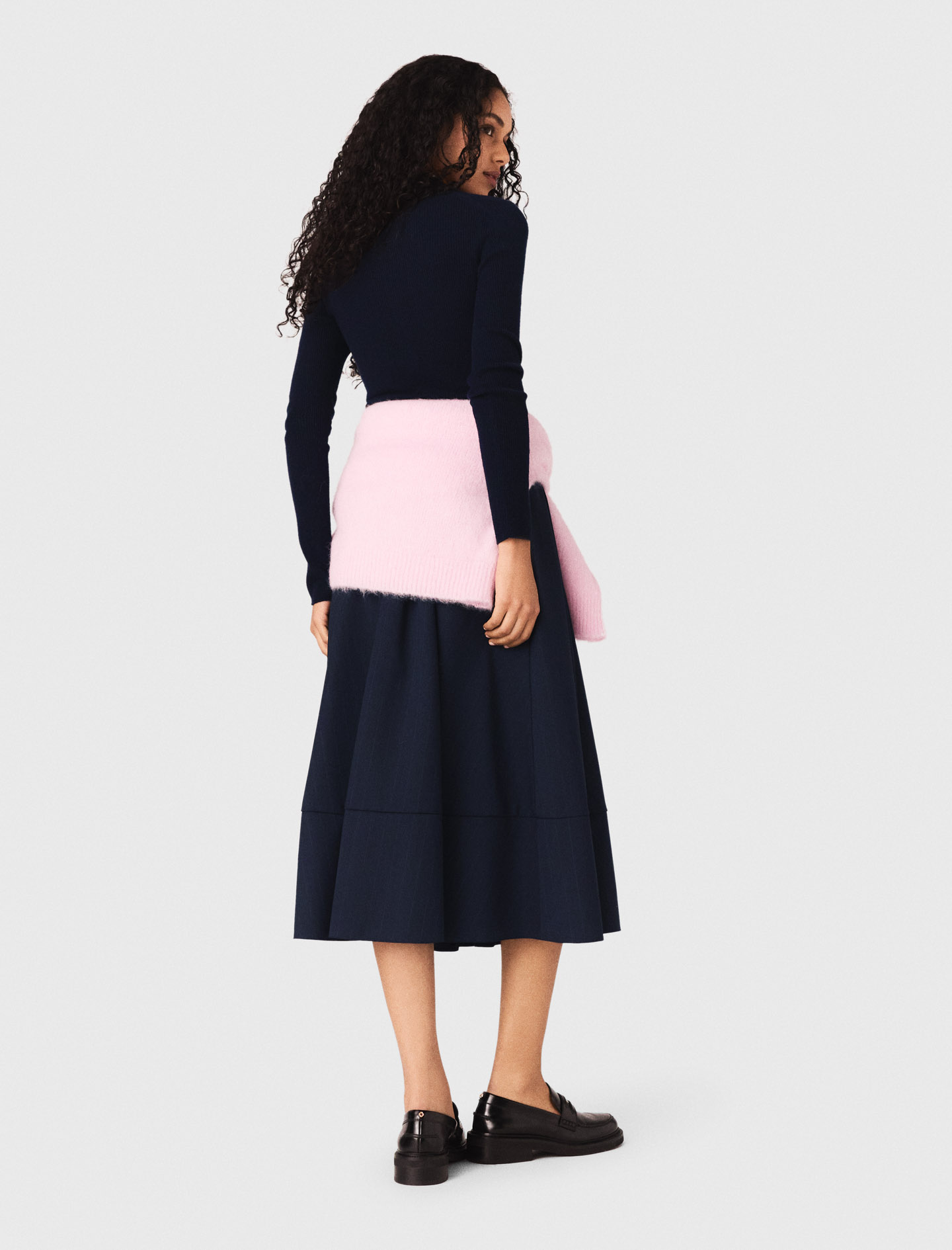 Polo collar ribbed jumper - Navy