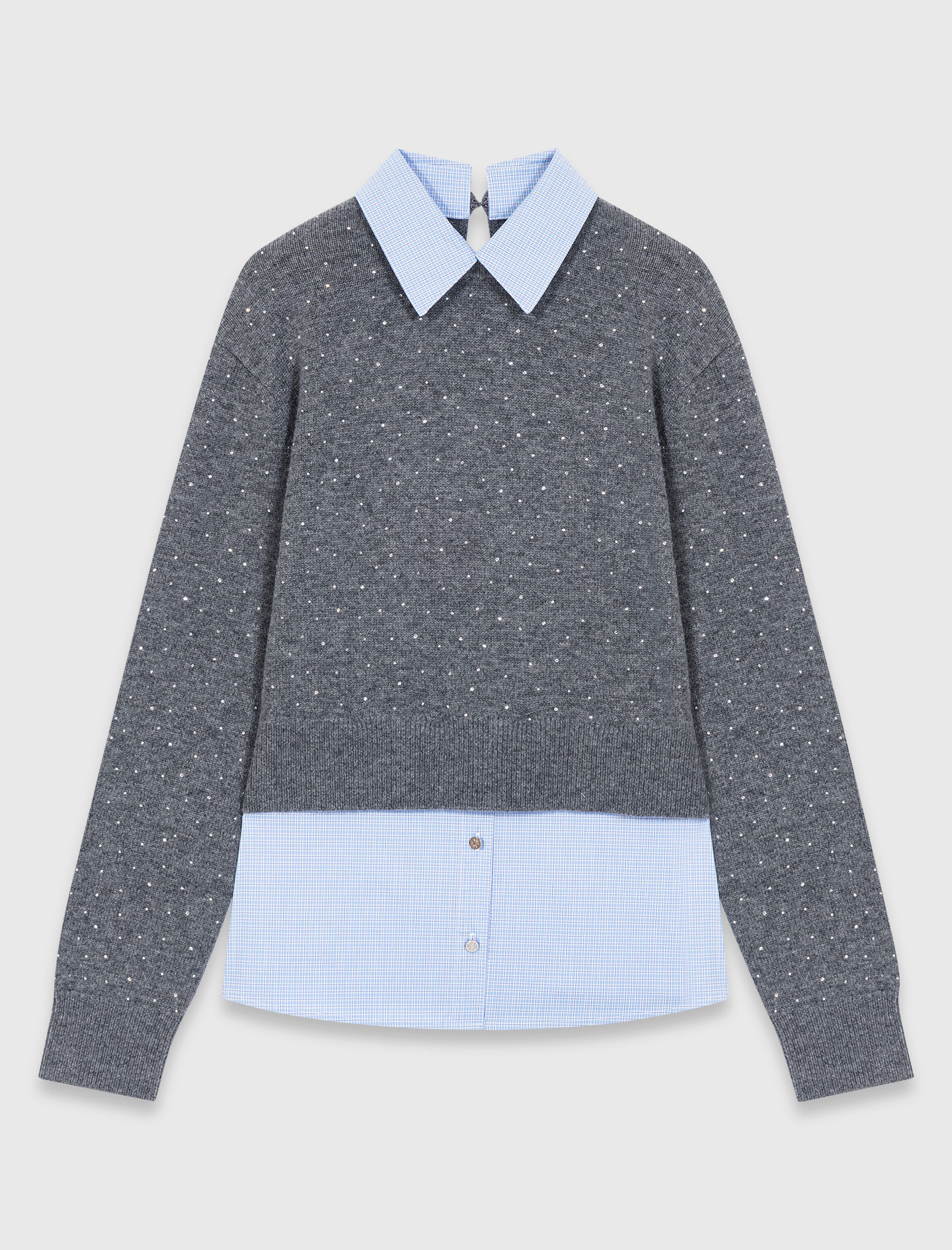 Removable rhinestone trim jumper - Grey