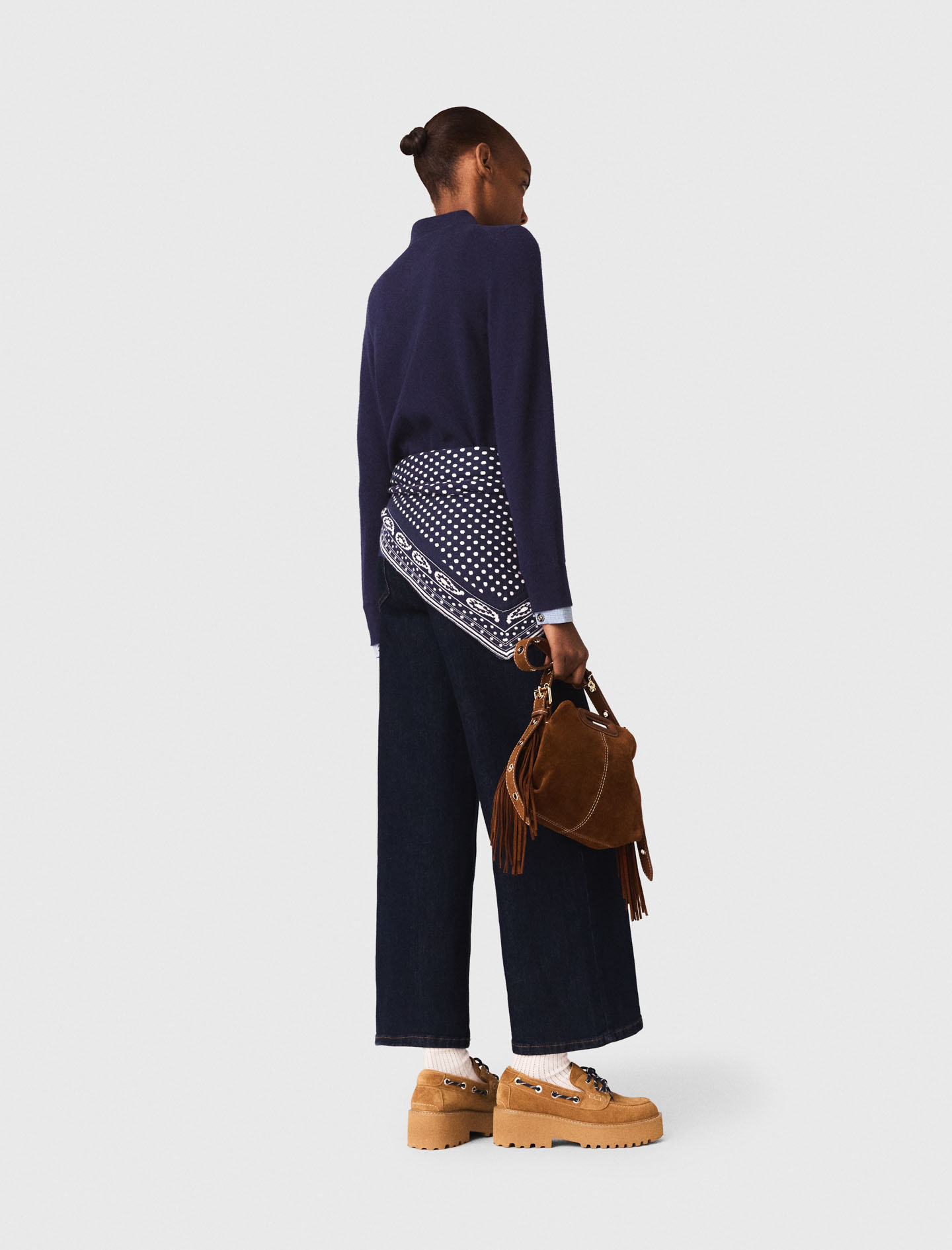 Polo cardigan with removable trims - Navy