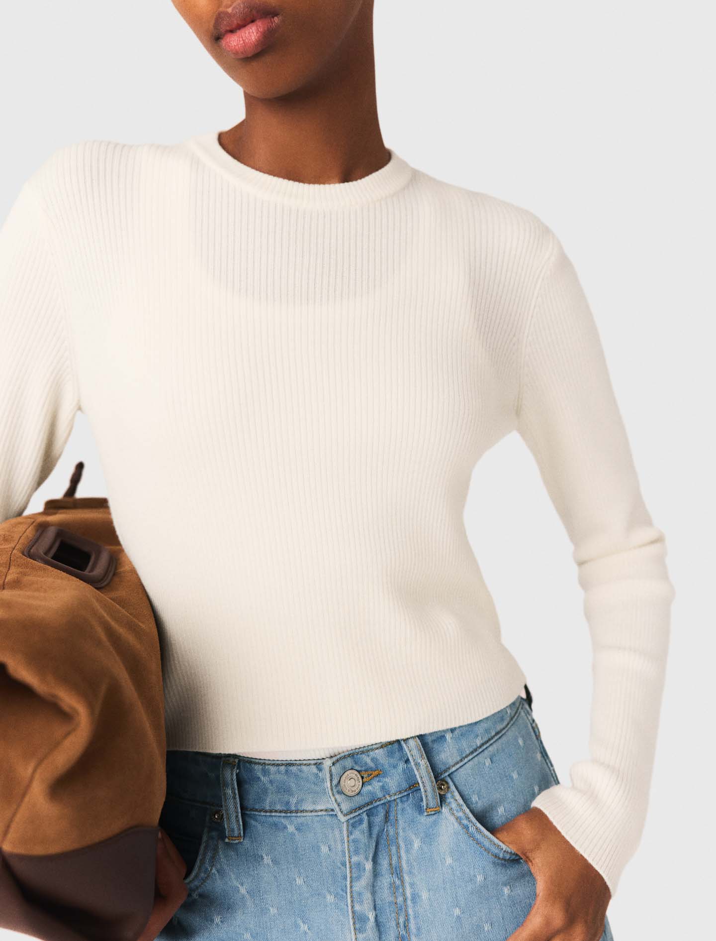 Jumper with jewelled buttons - Ecru