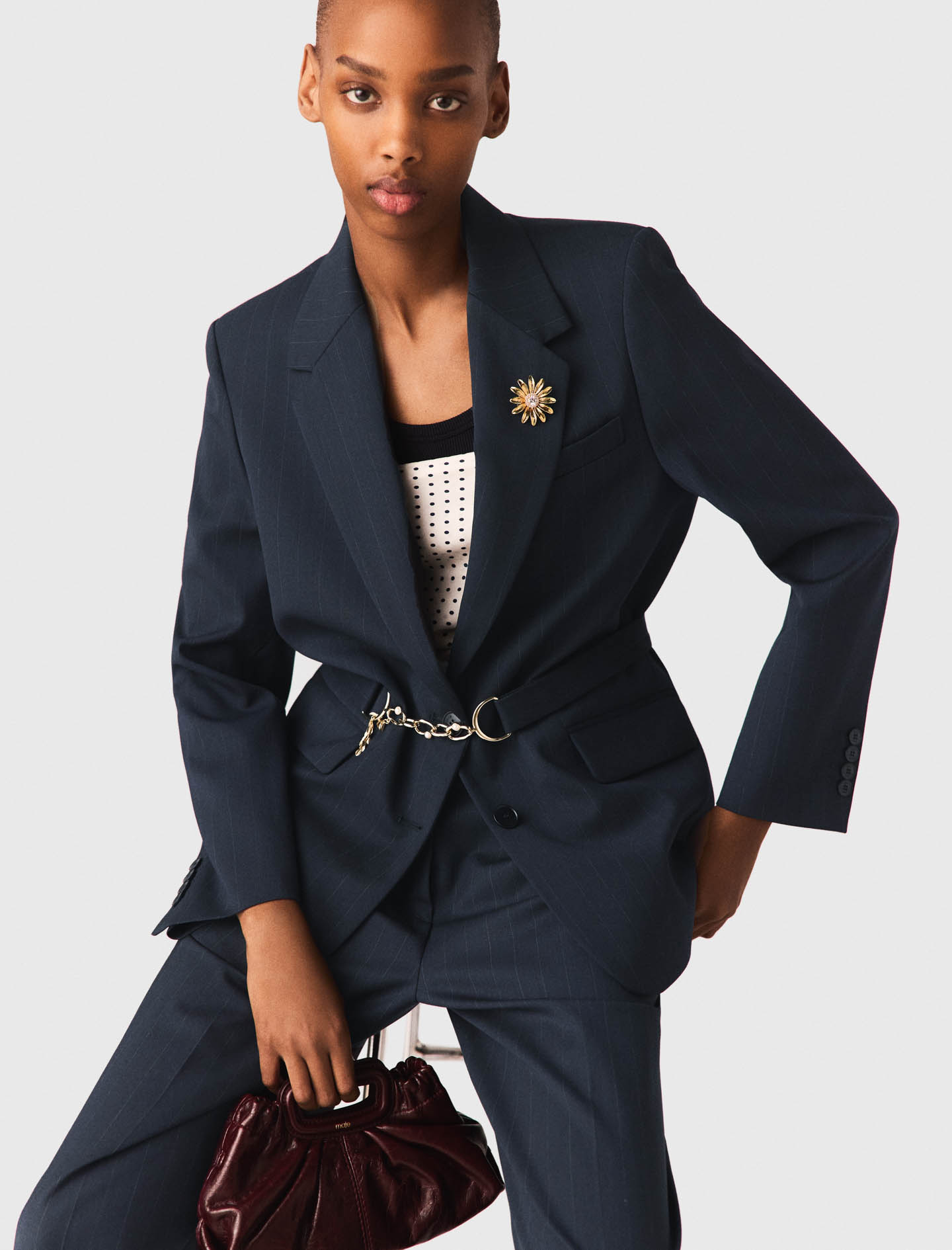 Navy striped suit jacket - Navy