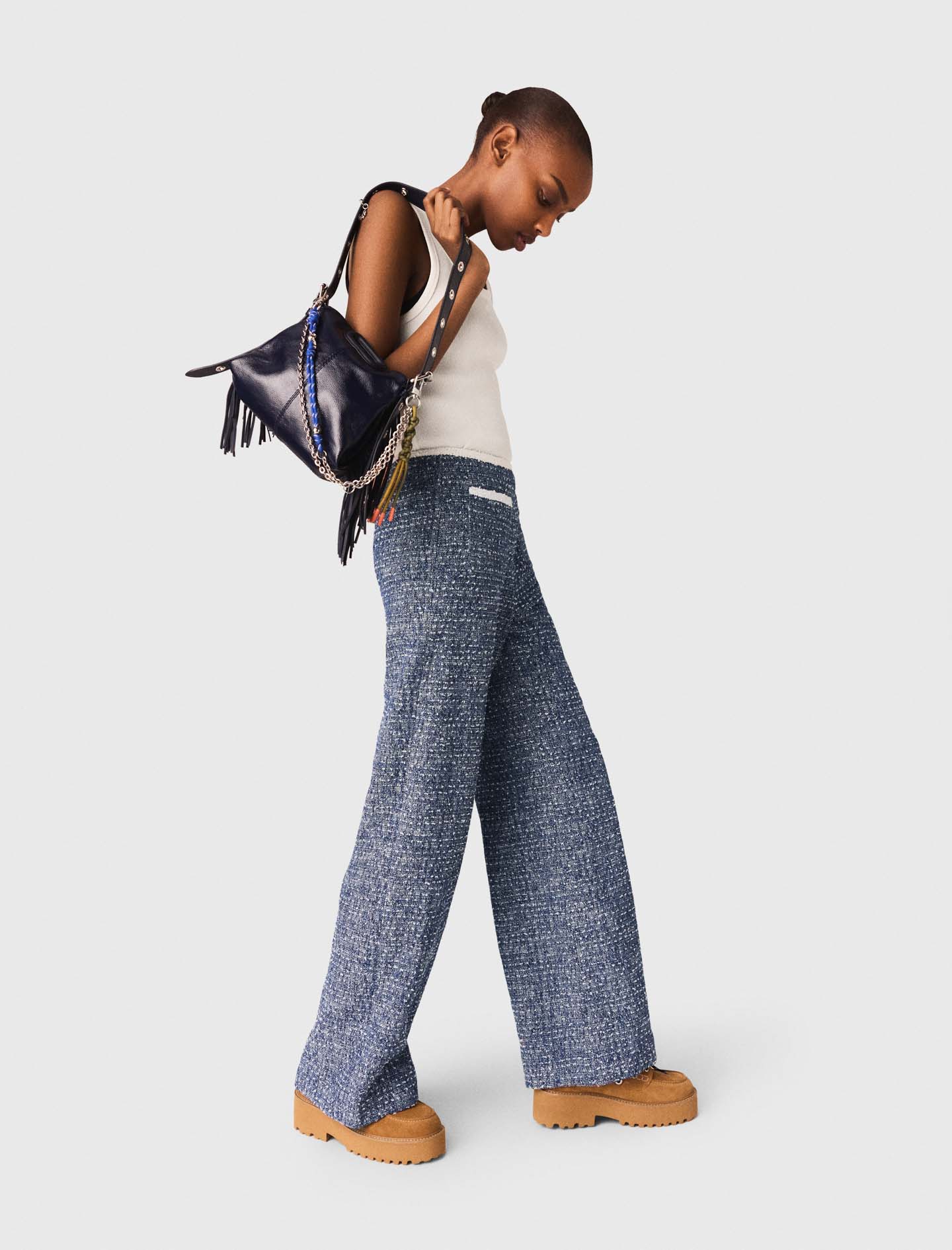 Navy tweed trousers - Navy