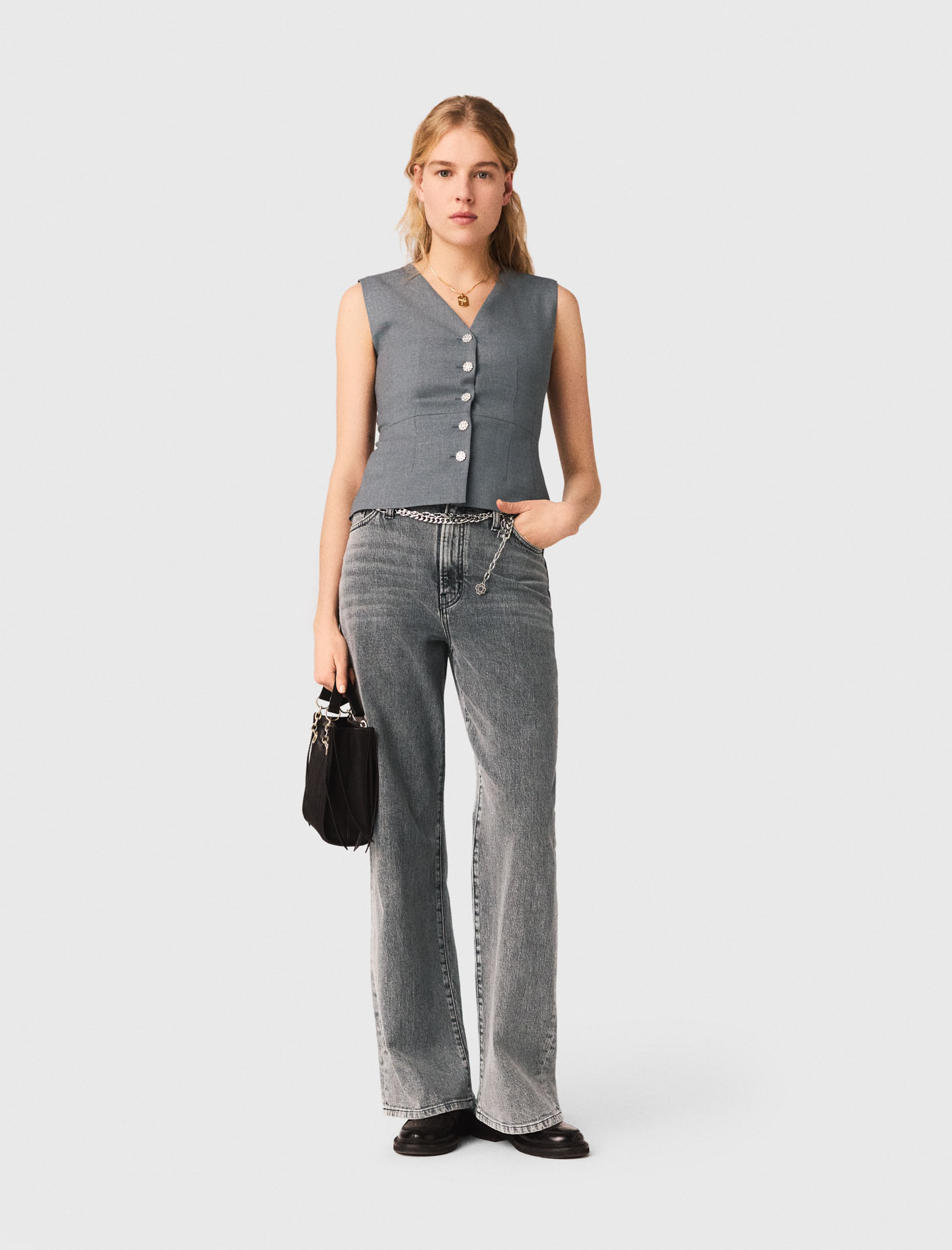 Jewel button tailored jacket - Grey