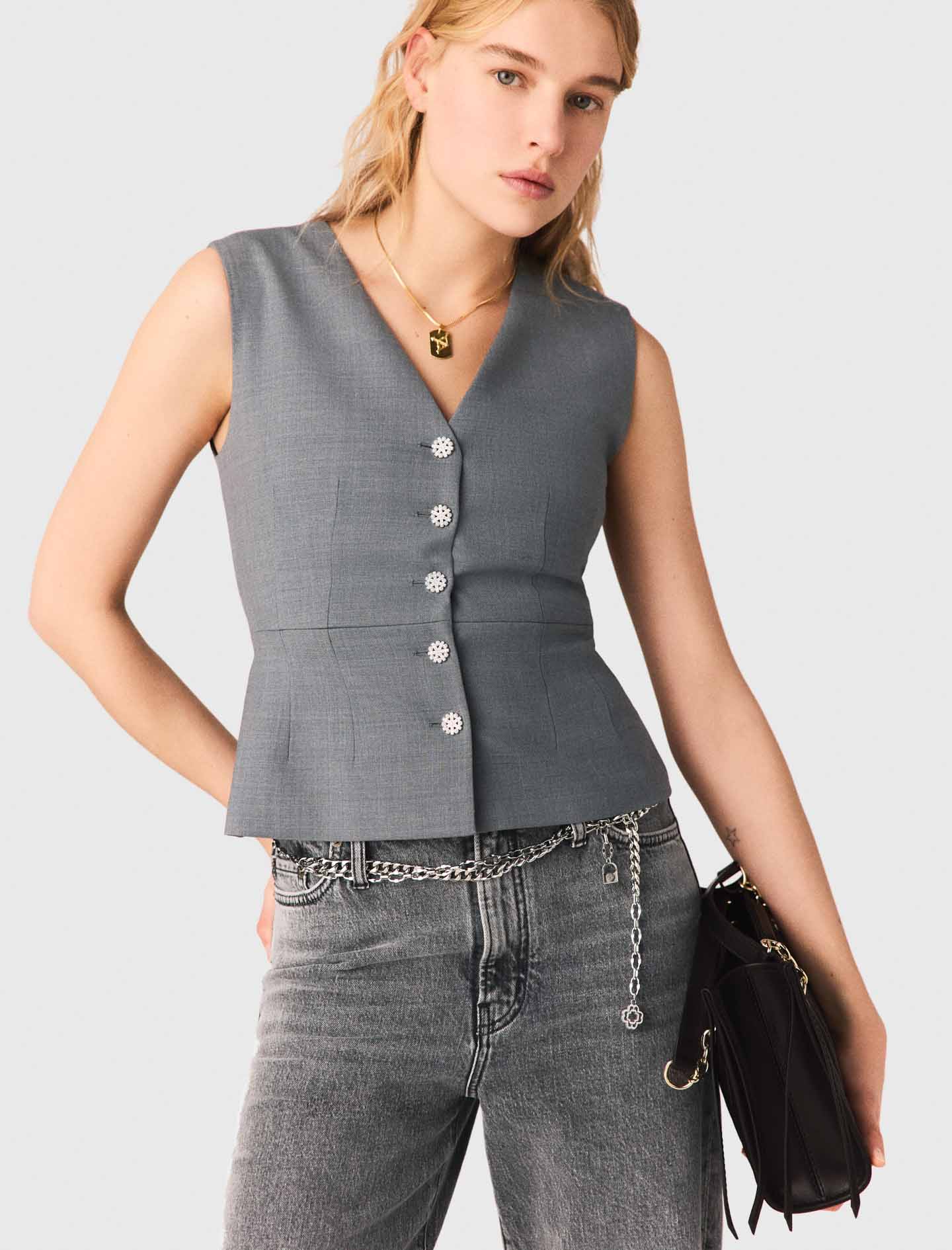 Jewel button tailored jacket - Grey