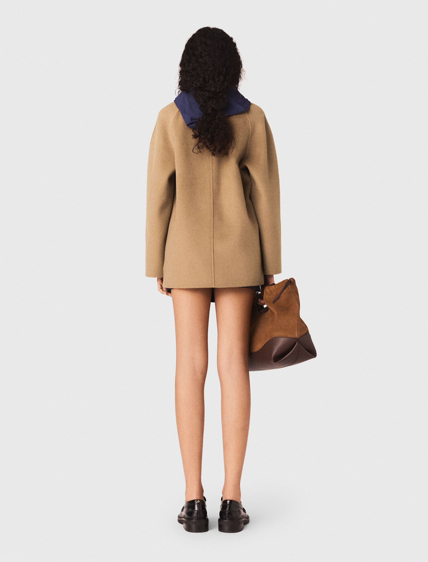 Wool coat with removable hood - Beige