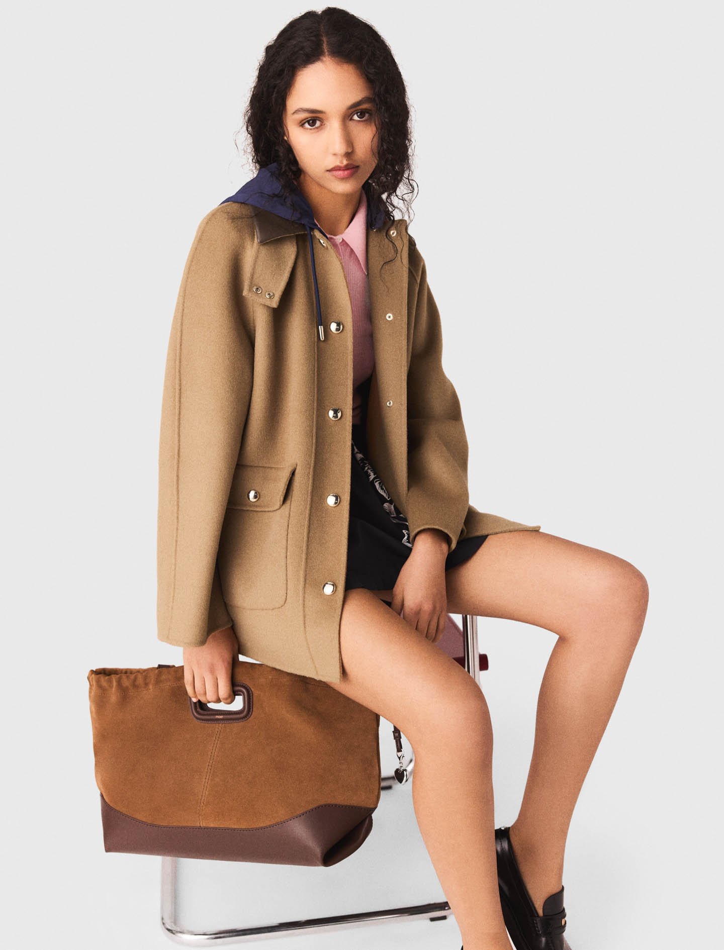 Wool coat with removable hood - Beige