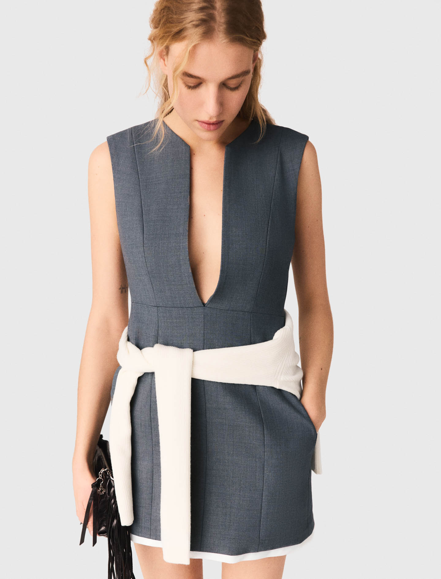 Layered effect tailored dress - Grey