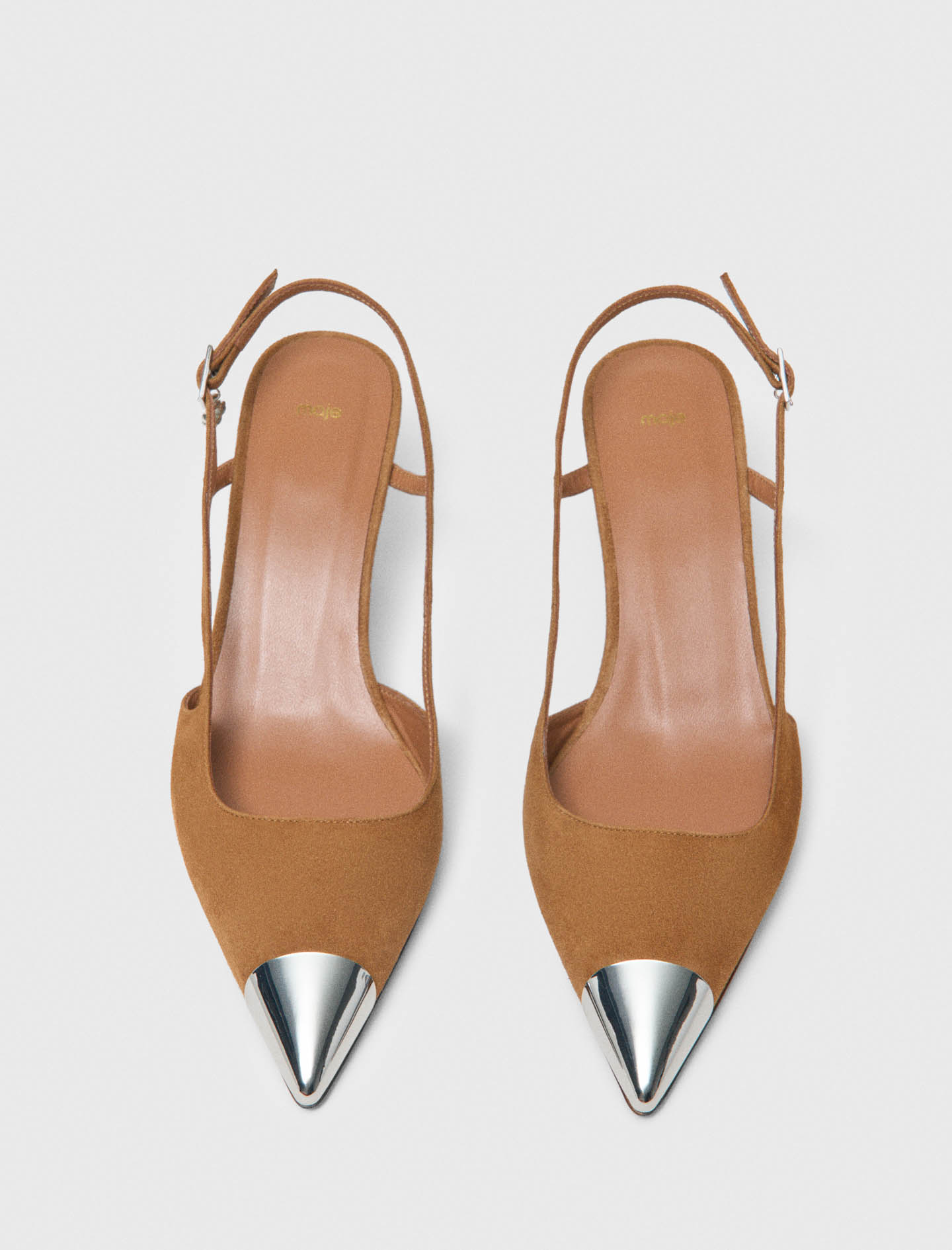 Metallic toe suede pumps - Brown