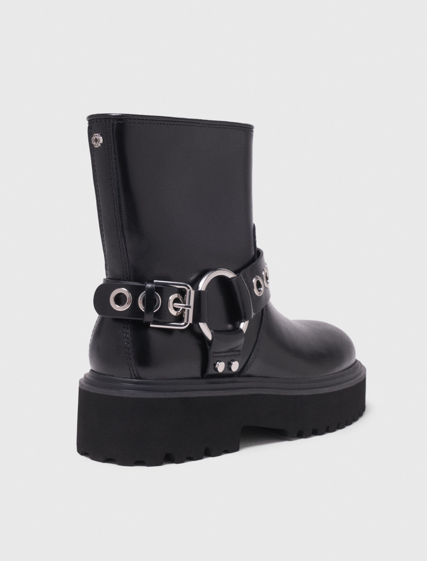 Leather biker boot - Black