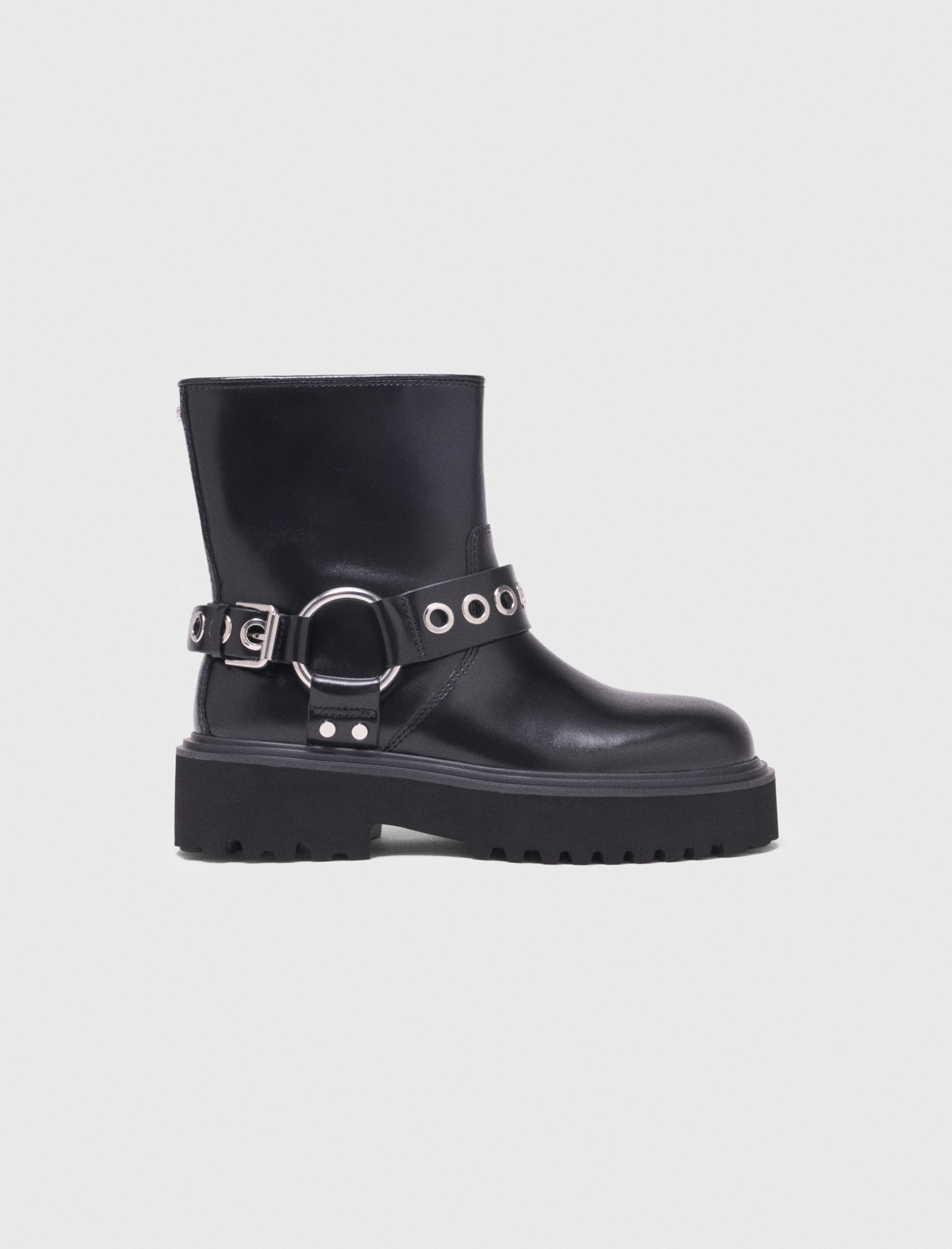 Leather biker boot - Black