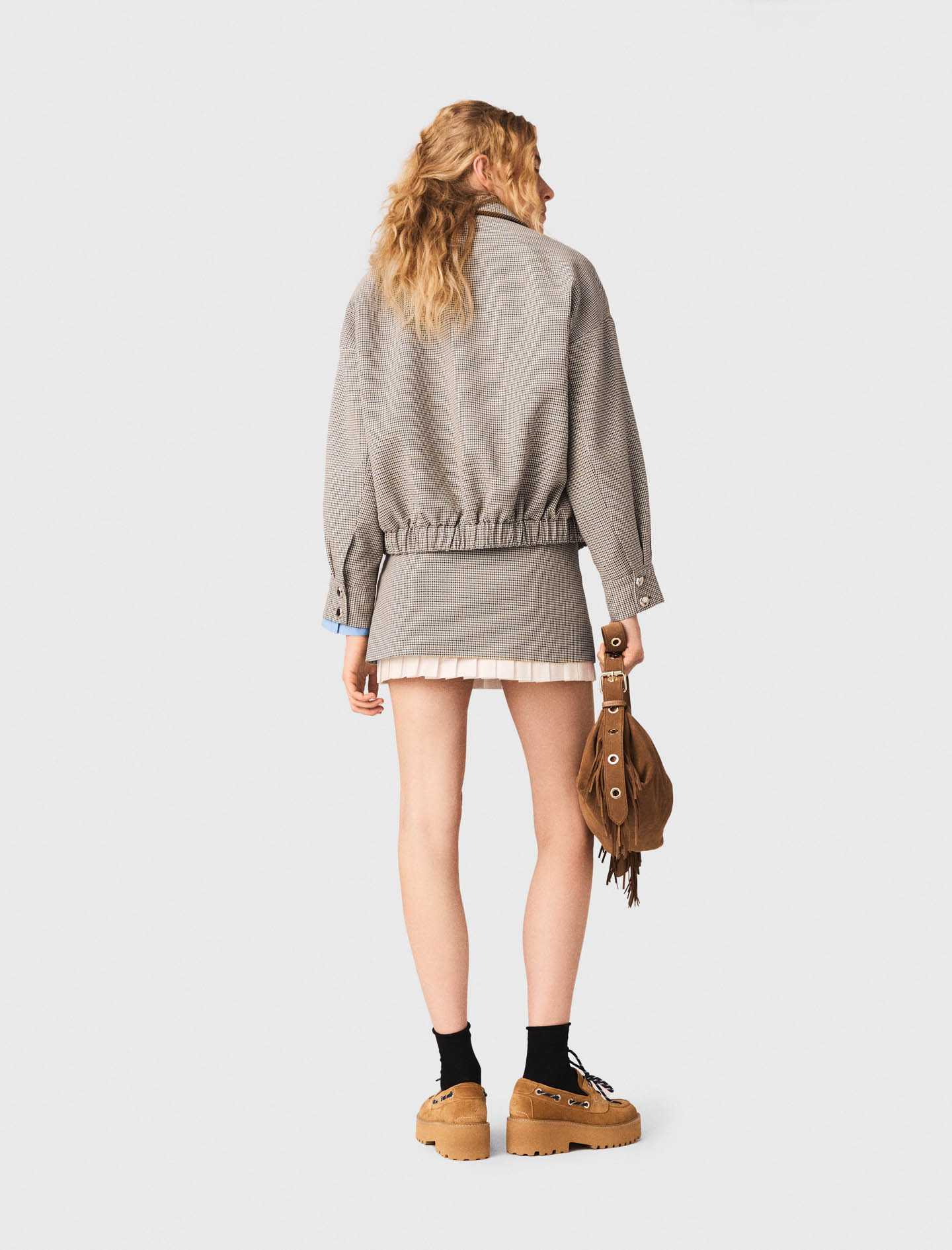 Checked bomber jacket - Brown