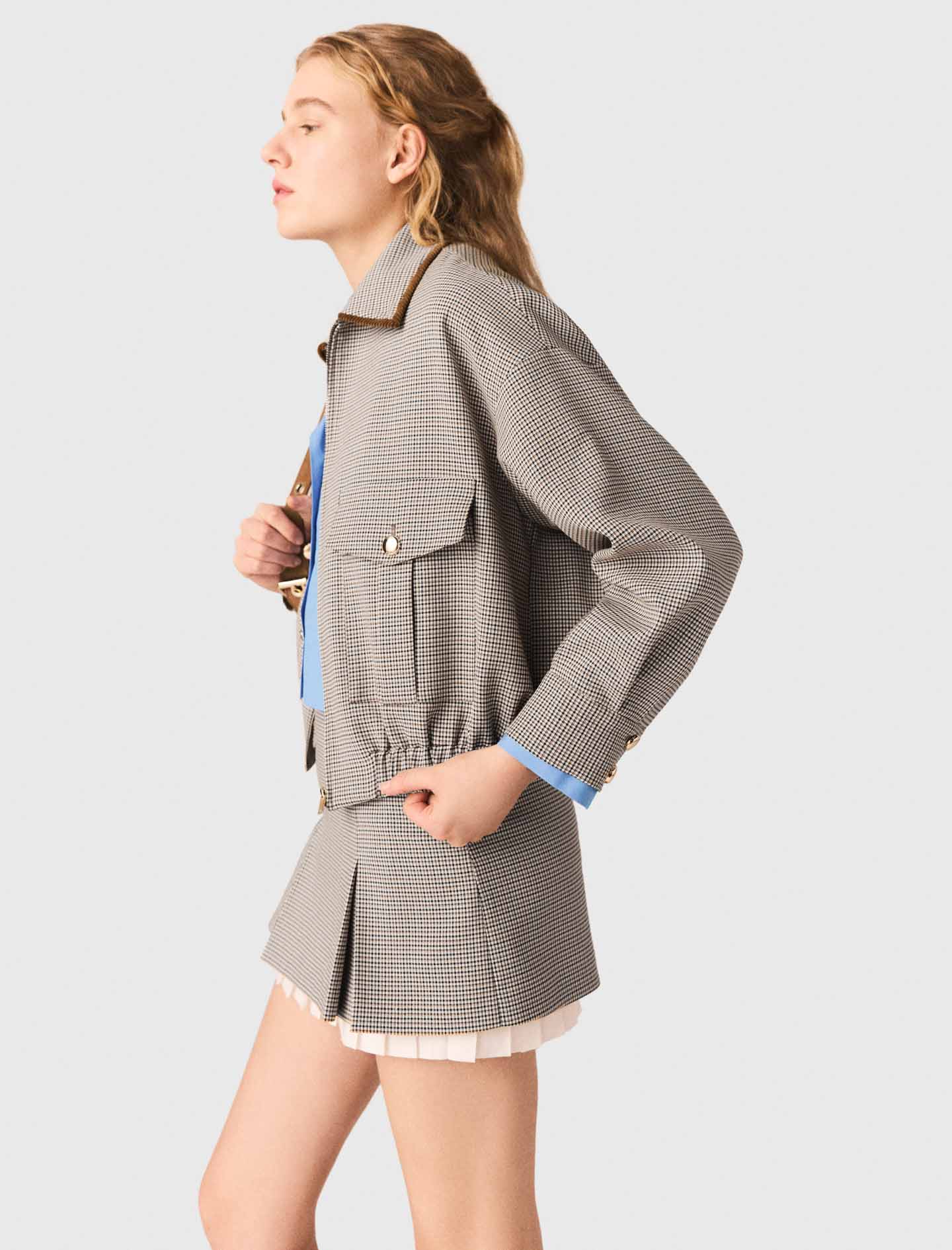 Checked bomber jacket Brown | Maje