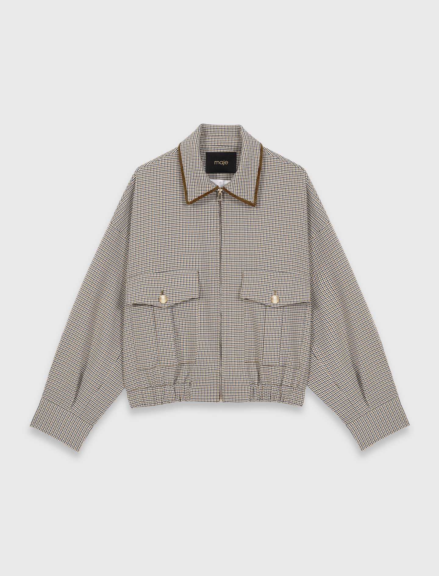 Checked bomber jacket - Brown