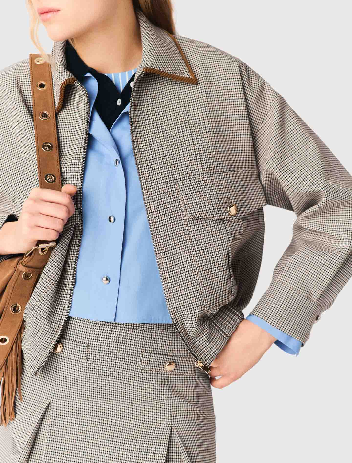 Checked bomber jacket - Brown
