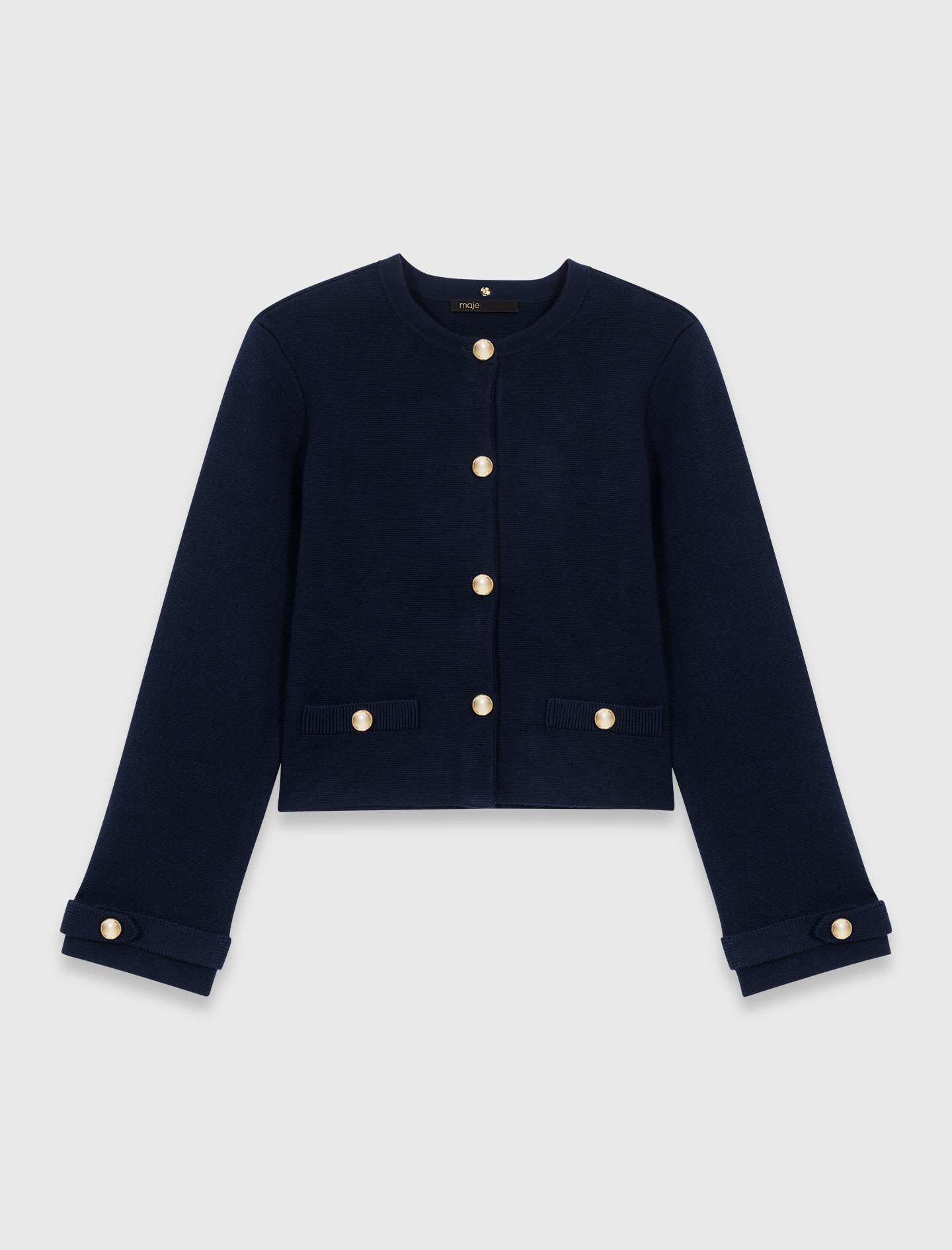 Detachable embroidered collar cardi - Navy