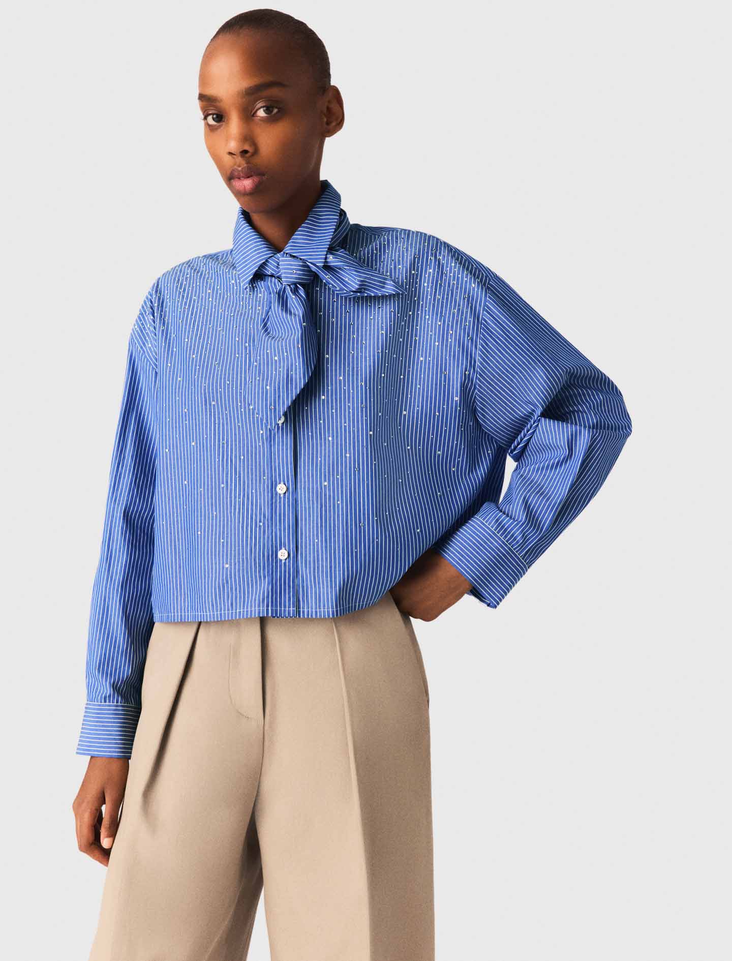 Shirt with removable handkerchief - Blue