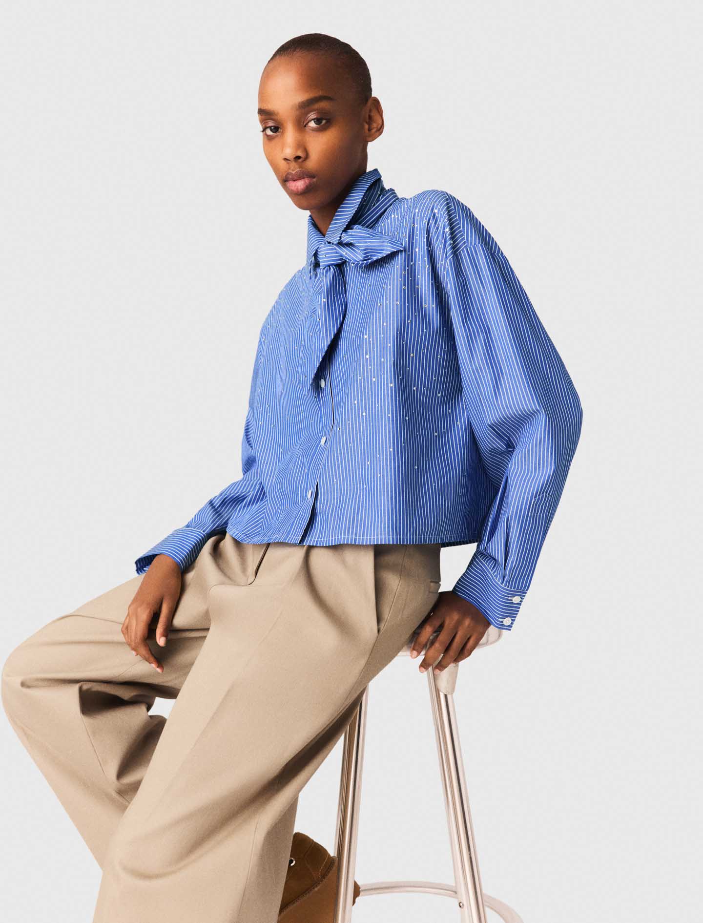 Shirt with removable handkerchief - Blue