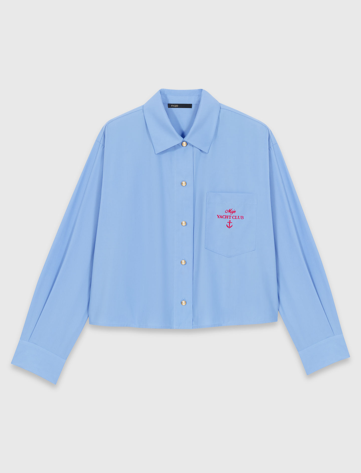 Pleated back embroidered shirt - Blue