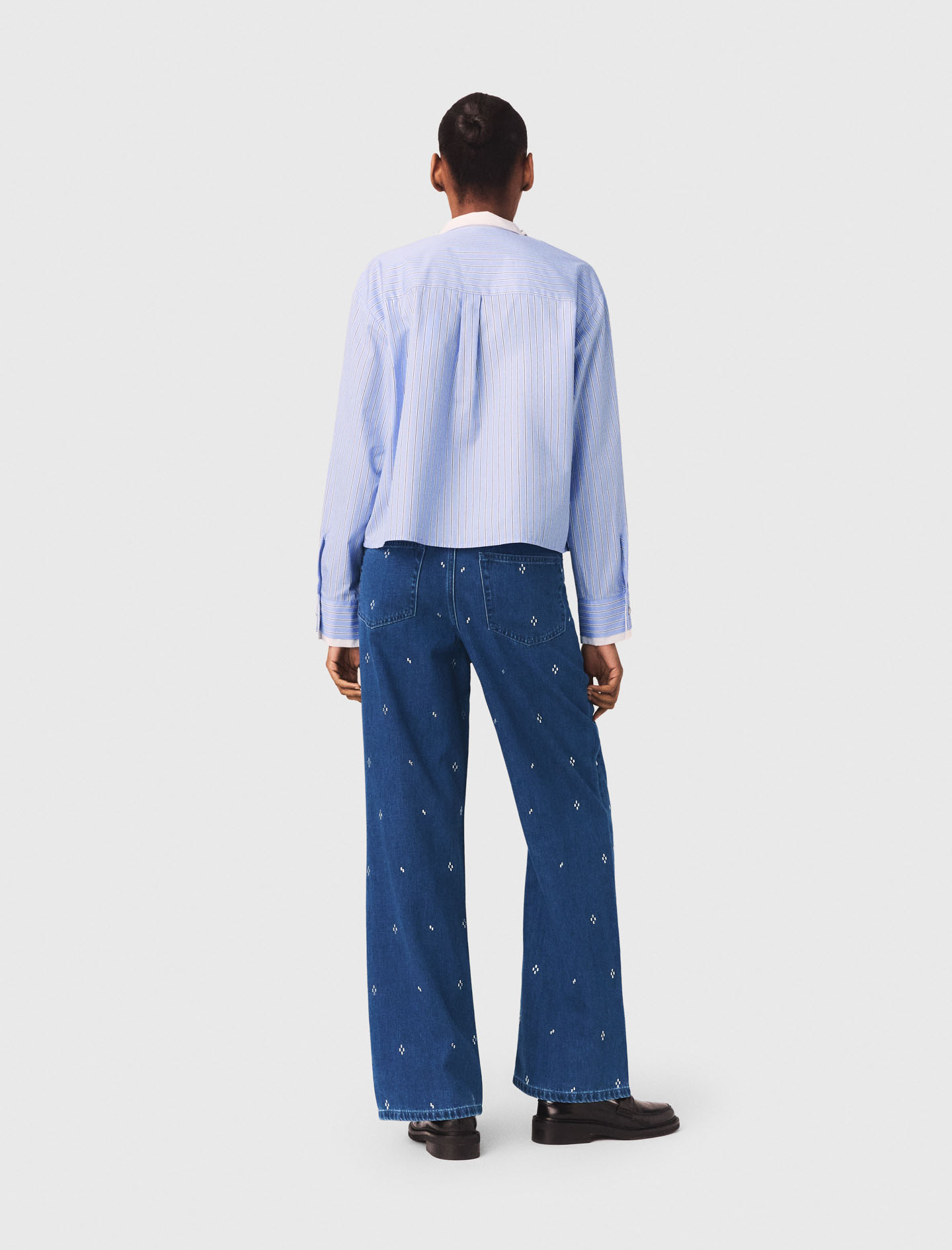 Wide jeans with rhinestones - Blue