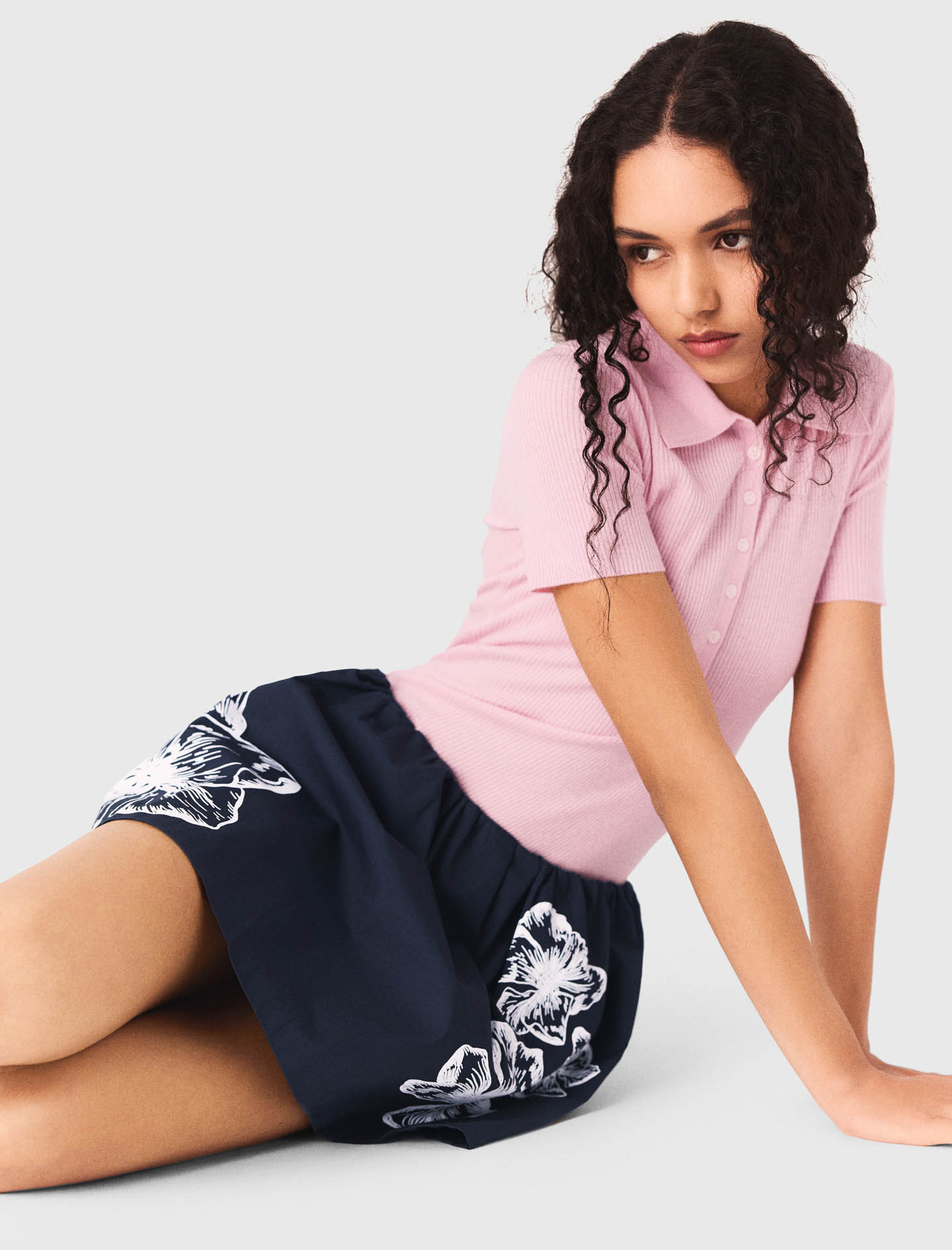 Short cotton skirt - Navy